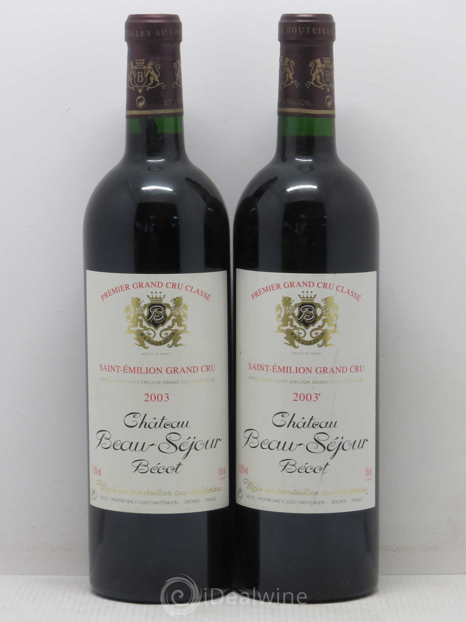 Château Beau-Séjour Bécot 1er Grand Cru Classé B 2003 - Lotto di 5 bottiglie - 2