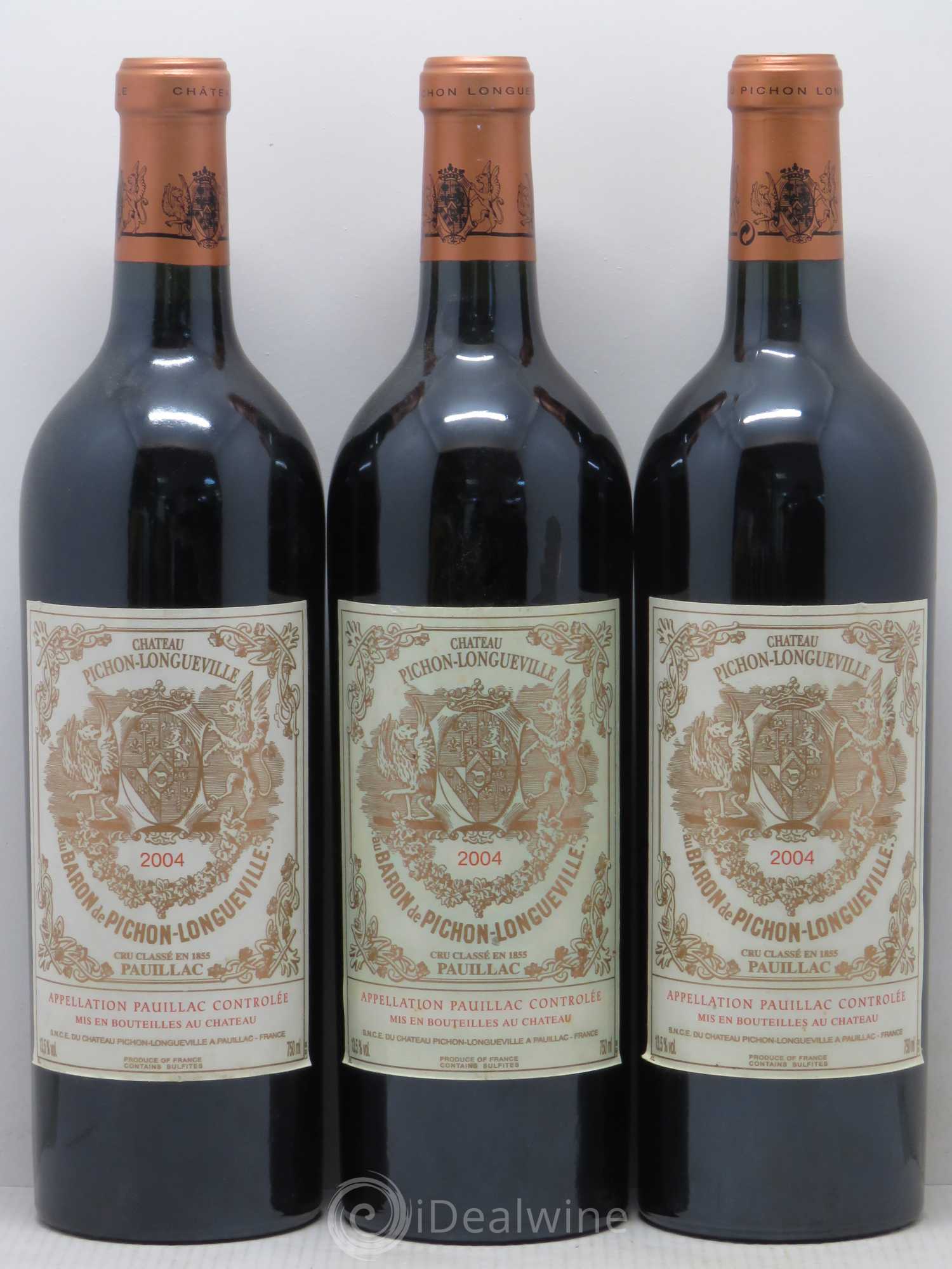 Pichon Longueville Baron 2ème Grand Cru Classé 2004 - Lot de 3 bouteilles - 0