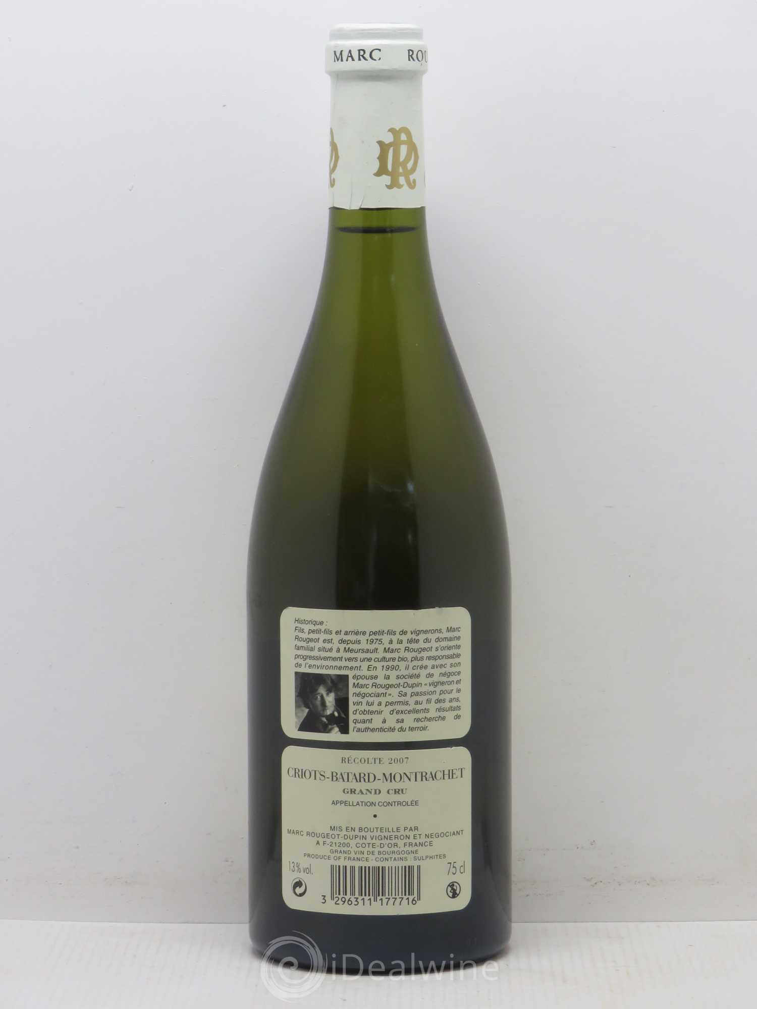 Criots-Bâtard-Montrachet Grand Cru Rougeot Dupin 2007 - Lot de 1 bouteille - 1