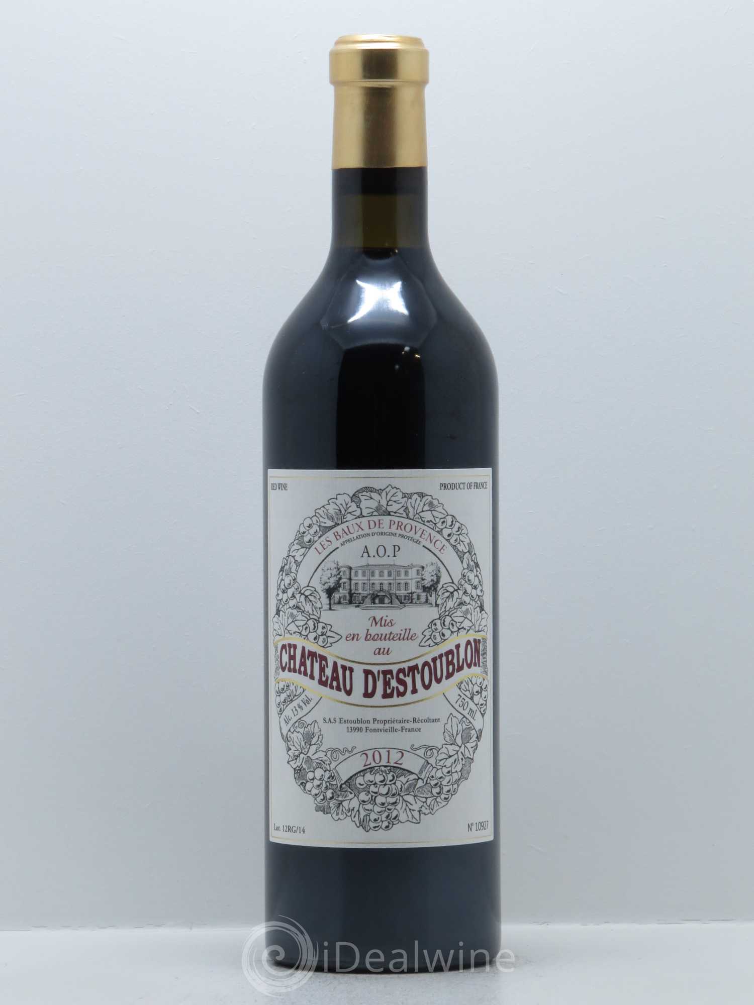 Baux de Provence Château d'Estoublon 2012 - Lot de 1 bouteille - 0