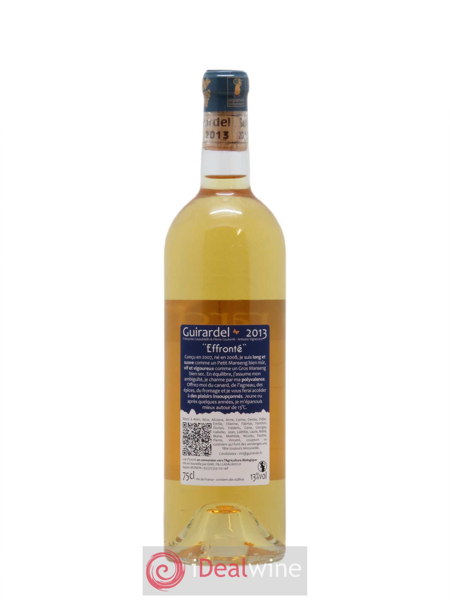 Jurançon Effronté (anciennement Bi dé Casau) Guirardel (Domaine) 2013 - Lotto di 1 bottiglia - 1