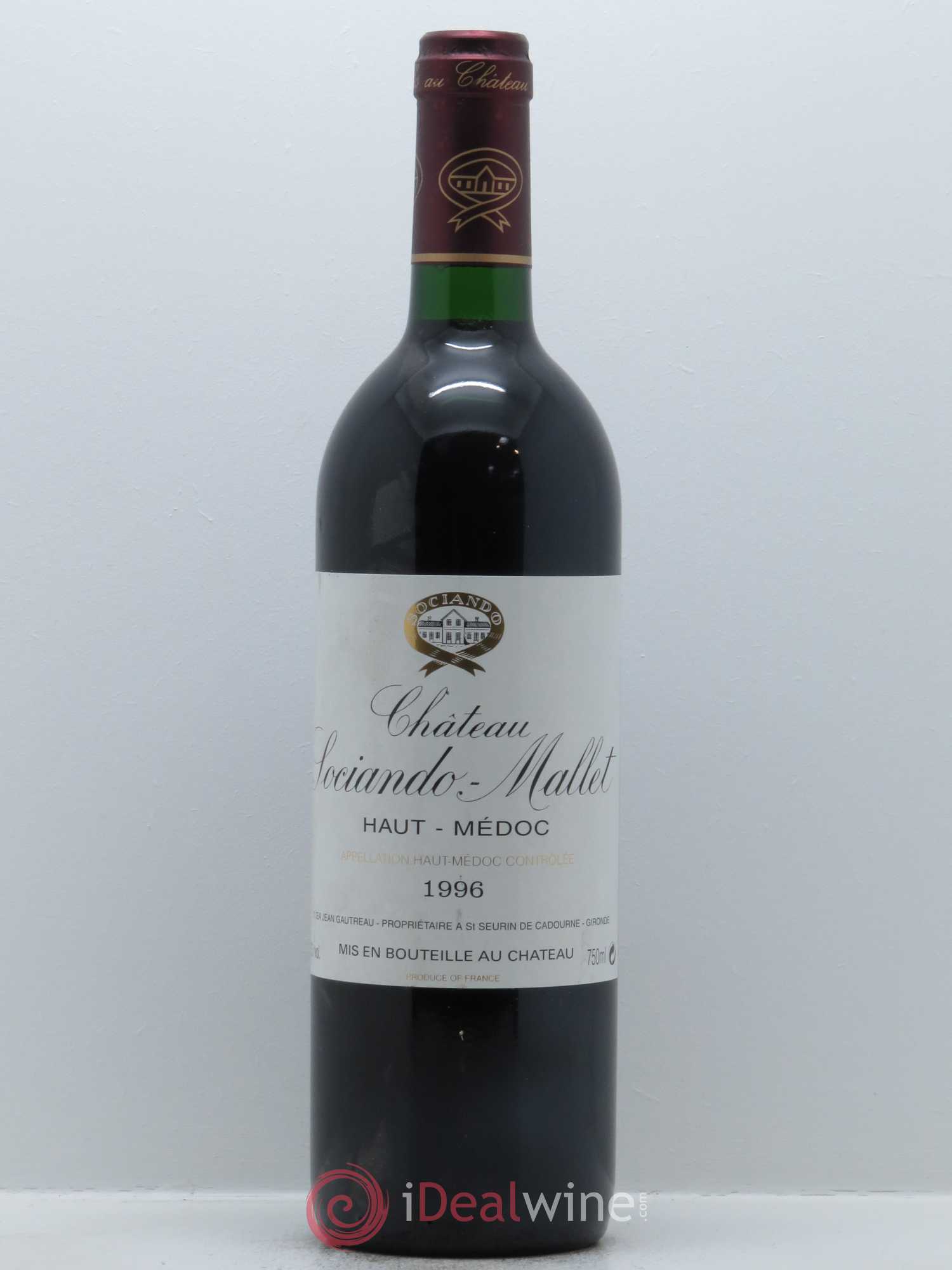 Château Sociando Mallet 1996 - Lot de 1 bouteille - 0
