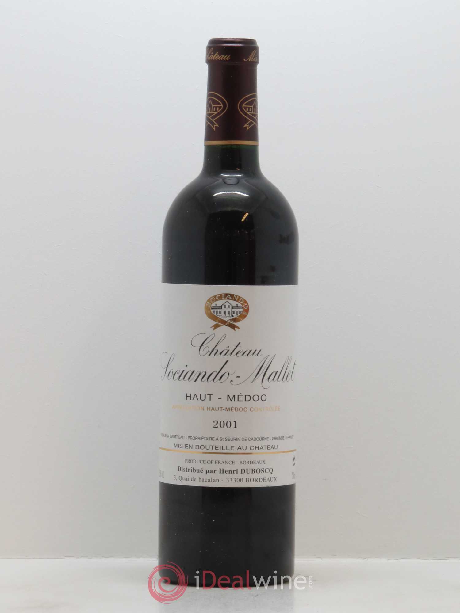 Château Sociando Mallet 2001 - Lot de 1 bouteille - 0