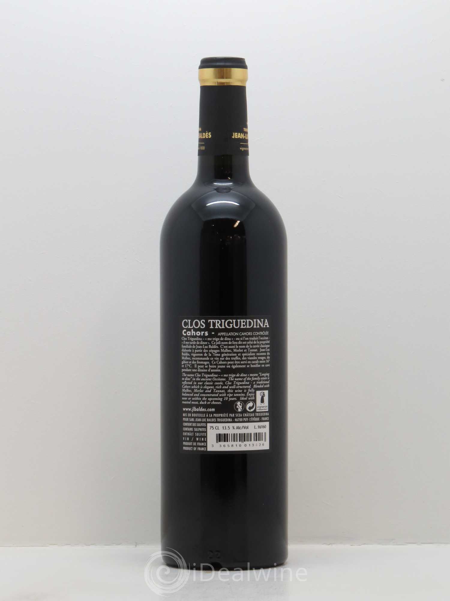 Cahors Clos Triguedina Jean-Luc Baldès 2014 - Lot de 1 bouteille - 1