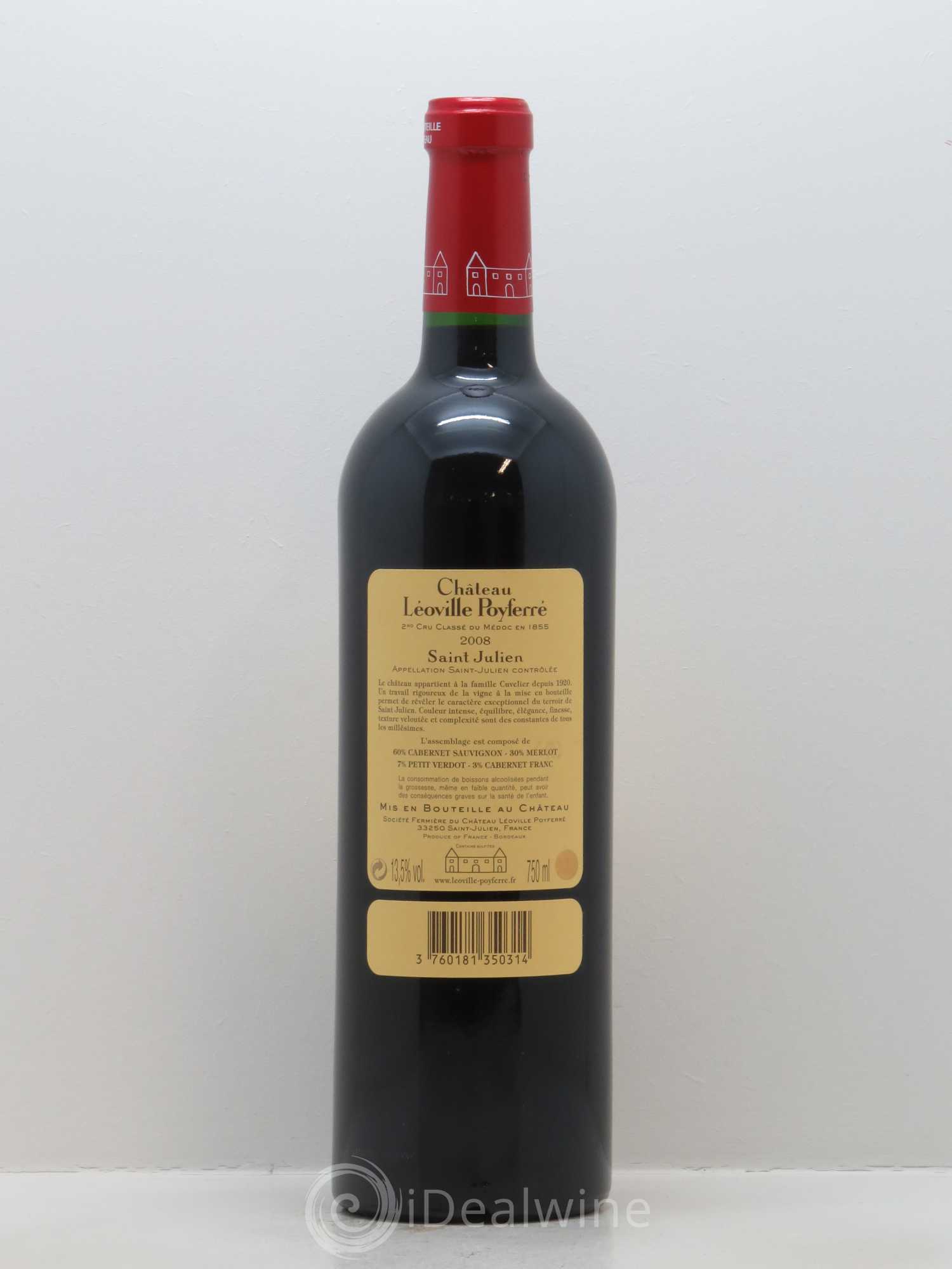 Château Léoville Poyferré 2ème Grand Cru Classé 2008 - Lot de 1 bouteille - 1