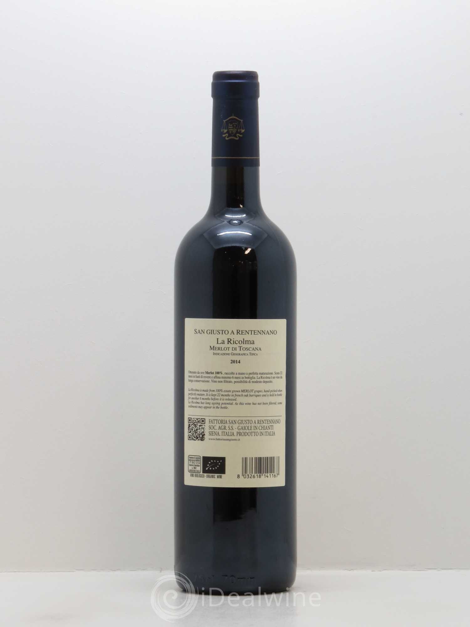 Merlot di Toscana IGT San Giusto A Rentennano La Ricolma Famille Martini di Cigala 2014 - Lot de 1 bouteille - 1