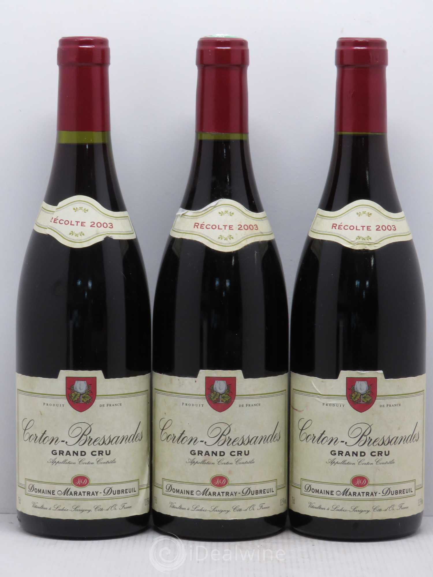 Corton Grand Cru Bressandres Maratray Dubreuil 2003 - Posten von 3 Flaschen - 0