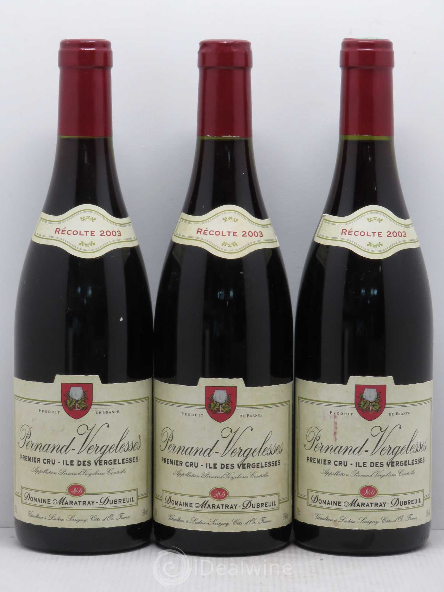 Pernand-Vergelesses 1er Cru Ile de Vergelesses Maratray Dubreuil 2003 - Posten von 3 Flaschen - 0