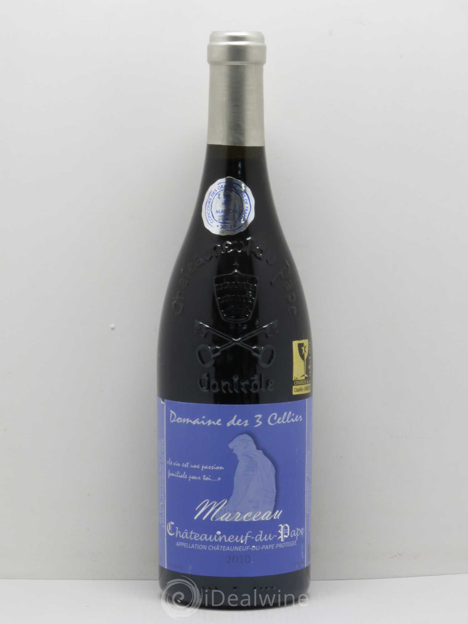 Châteauneuf-du-Pape Domaine Les 3 Celliers 2010 - Posten von 1 Flasche - 0