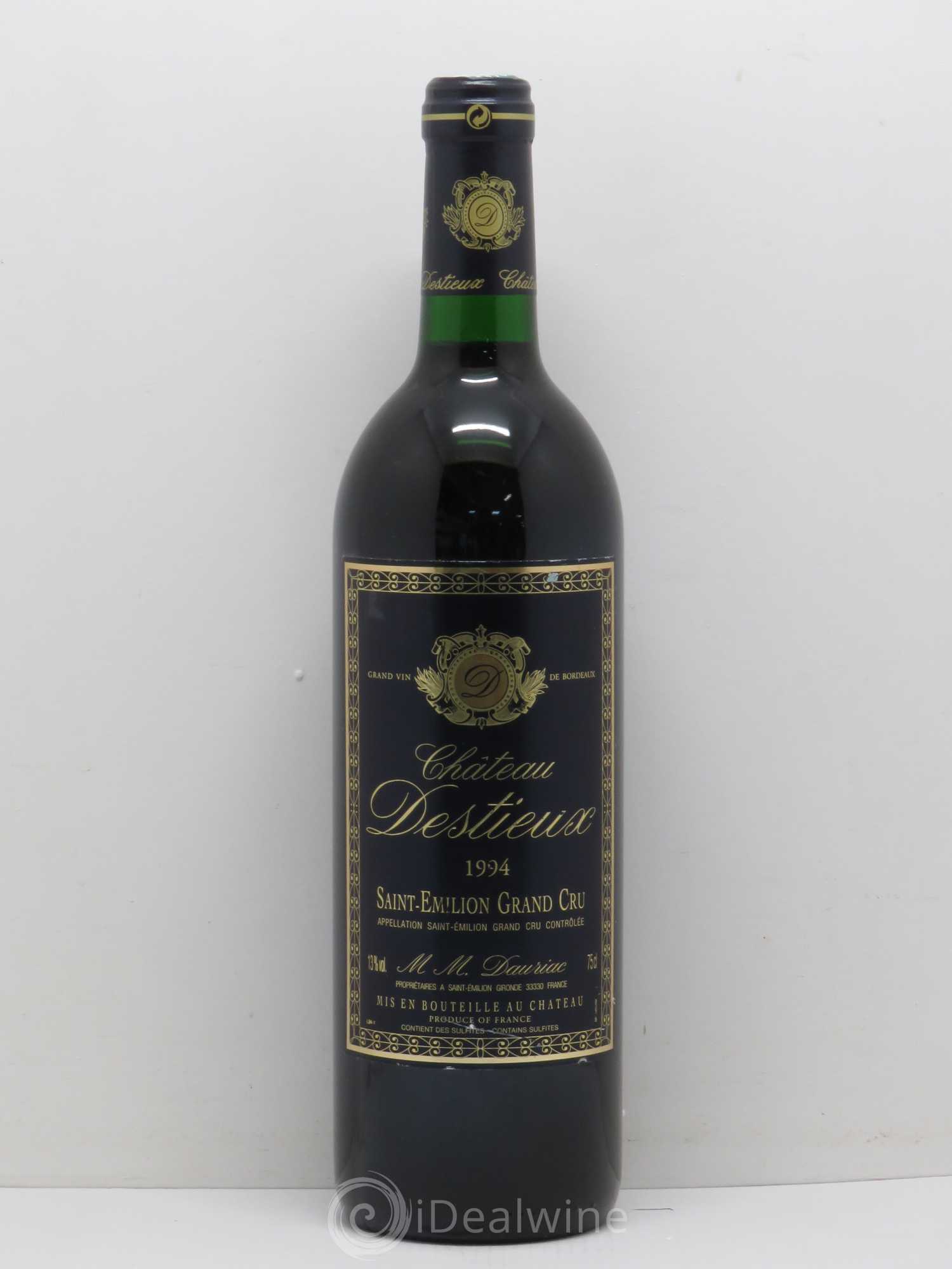 Château Destieux Grand Cru Classé 1994 - Lot de 1 bouteille - 0