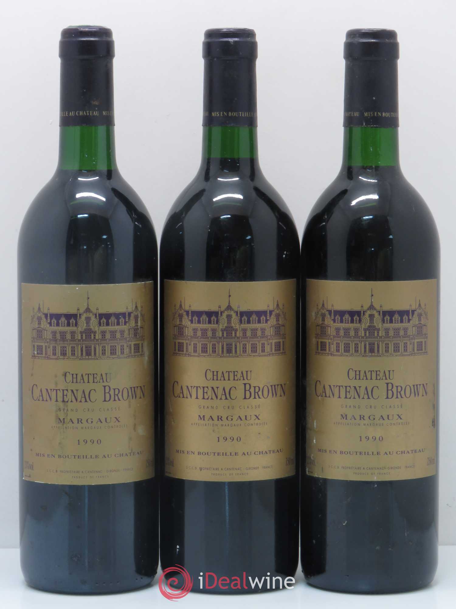 Château Cantenac Brown 3ème Grand Cru Classé 1990 - Lotto di 3 bottiglie - 0