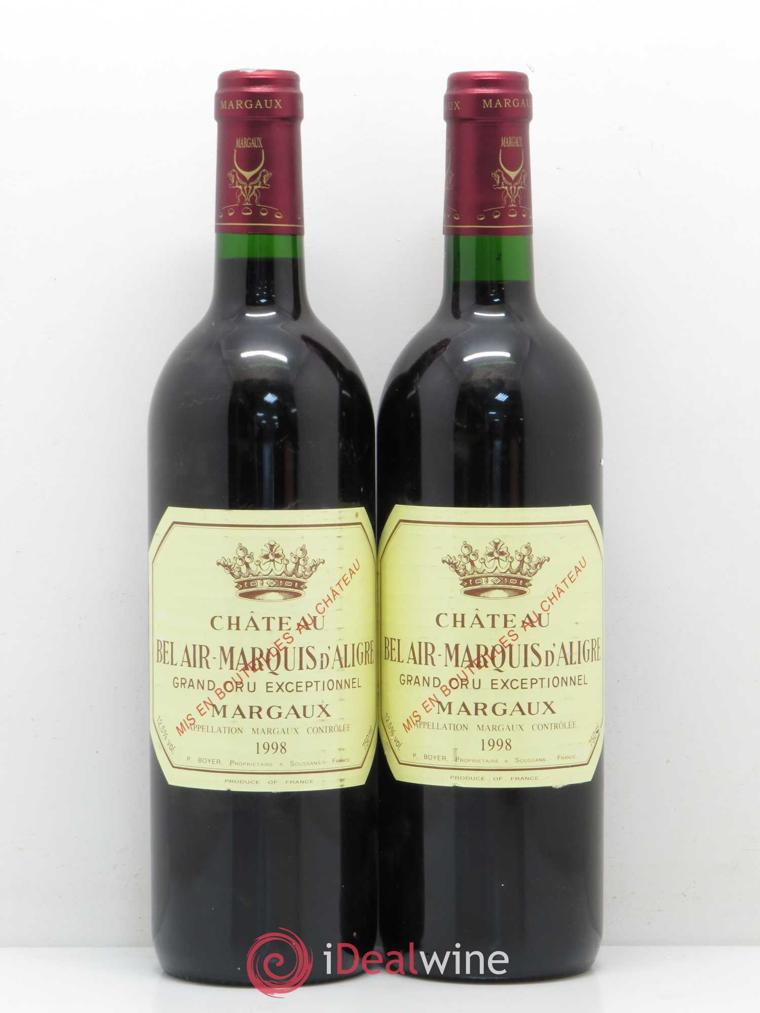 Château Bel Air Marquis d'Aligre 1998 - Lot de 2 bouteilles - 0