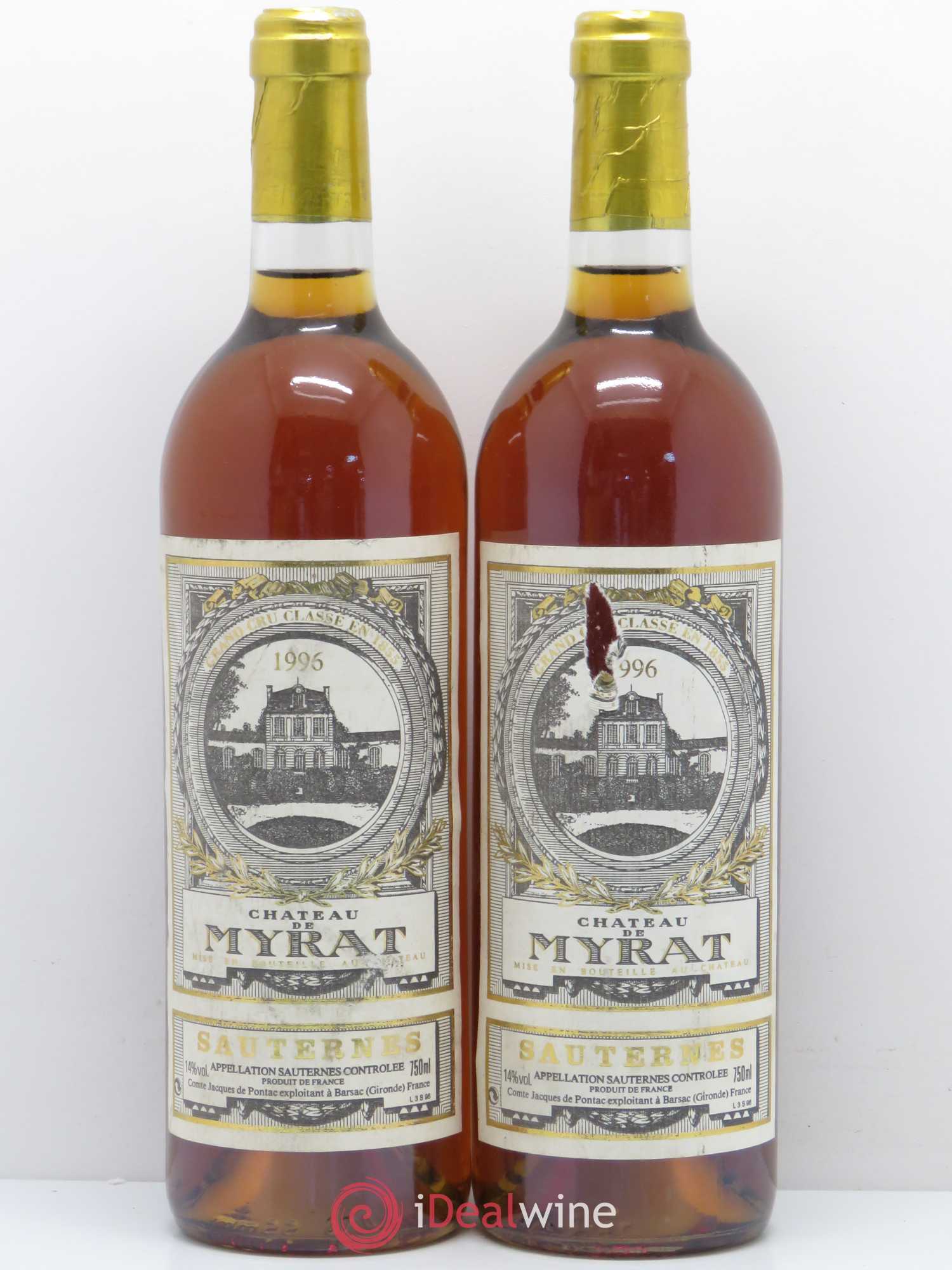 Château de Myrat 2ème Grand Cru Classé 1996 - Lotto di 2 bottiglie - 0