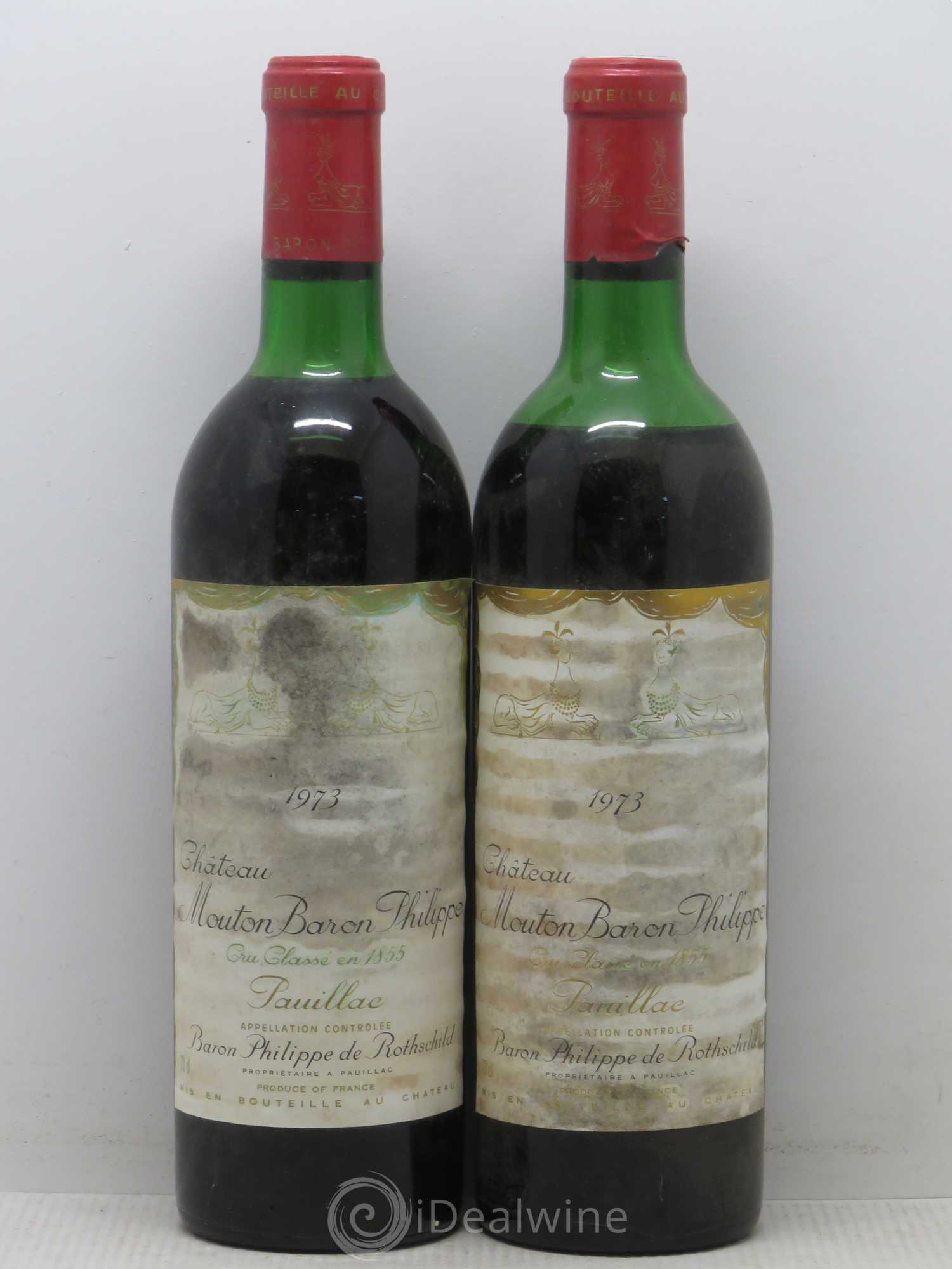 Château d' Armailhac - Mouton Baron(ne) Philippe 5ème Grand Cru Classé 1973 - Lot de 2 bouteilles - 0