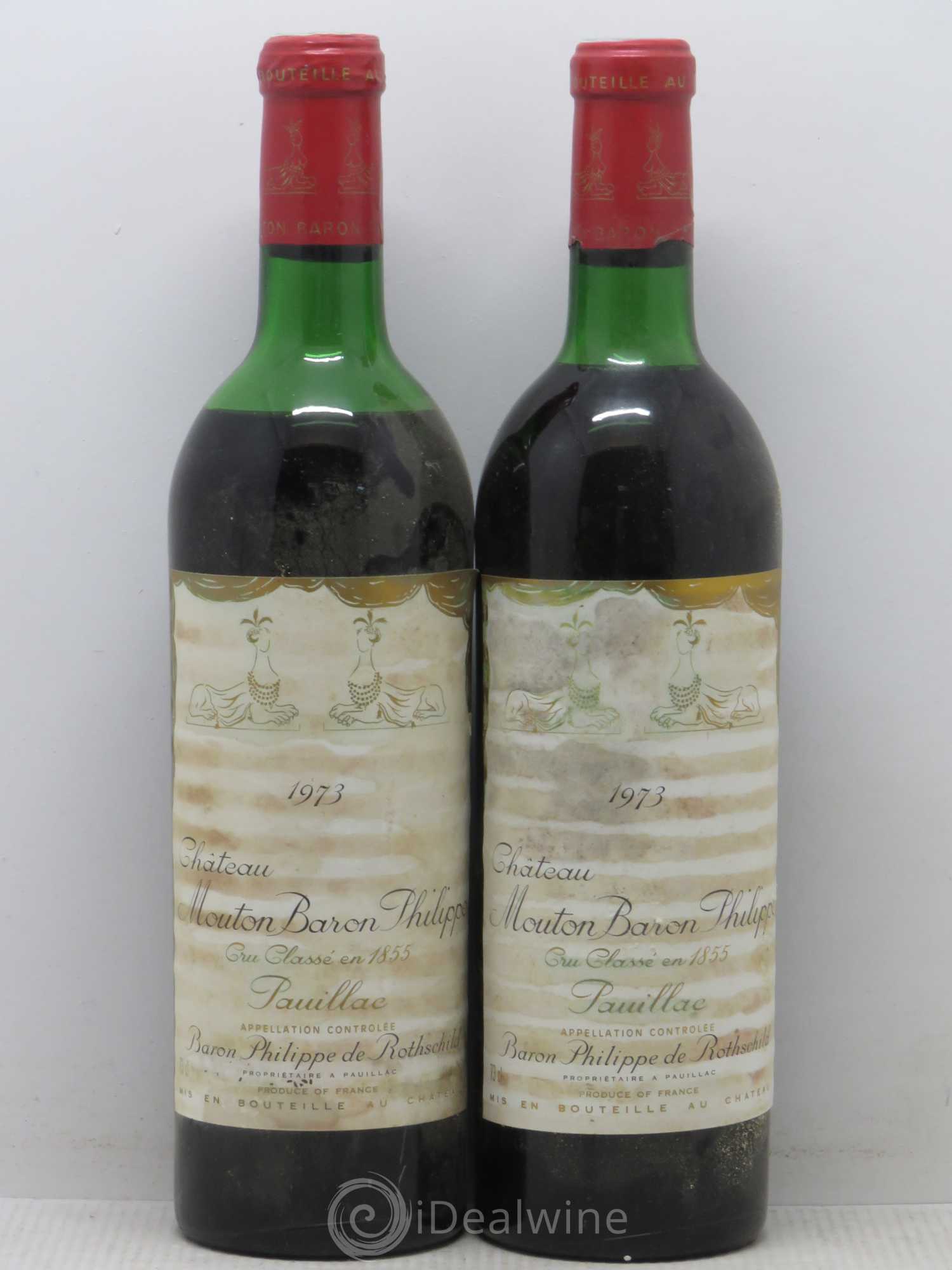 Château d' Armailhac - Mouton Baron(ne) Philippe 5ème Grand Cru Classé 1973 - Lot de 2 bouteilles - 0