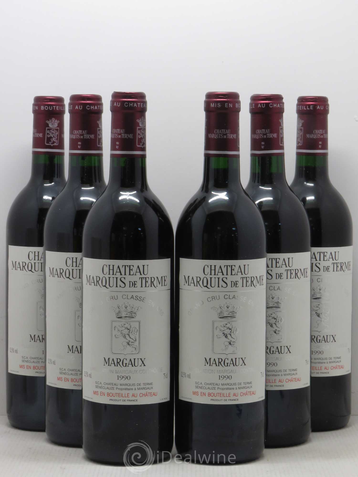 Château Marquis de Terme 4ème Grand Cru Classé 1990 - Lot de 6 bouteilles - 0