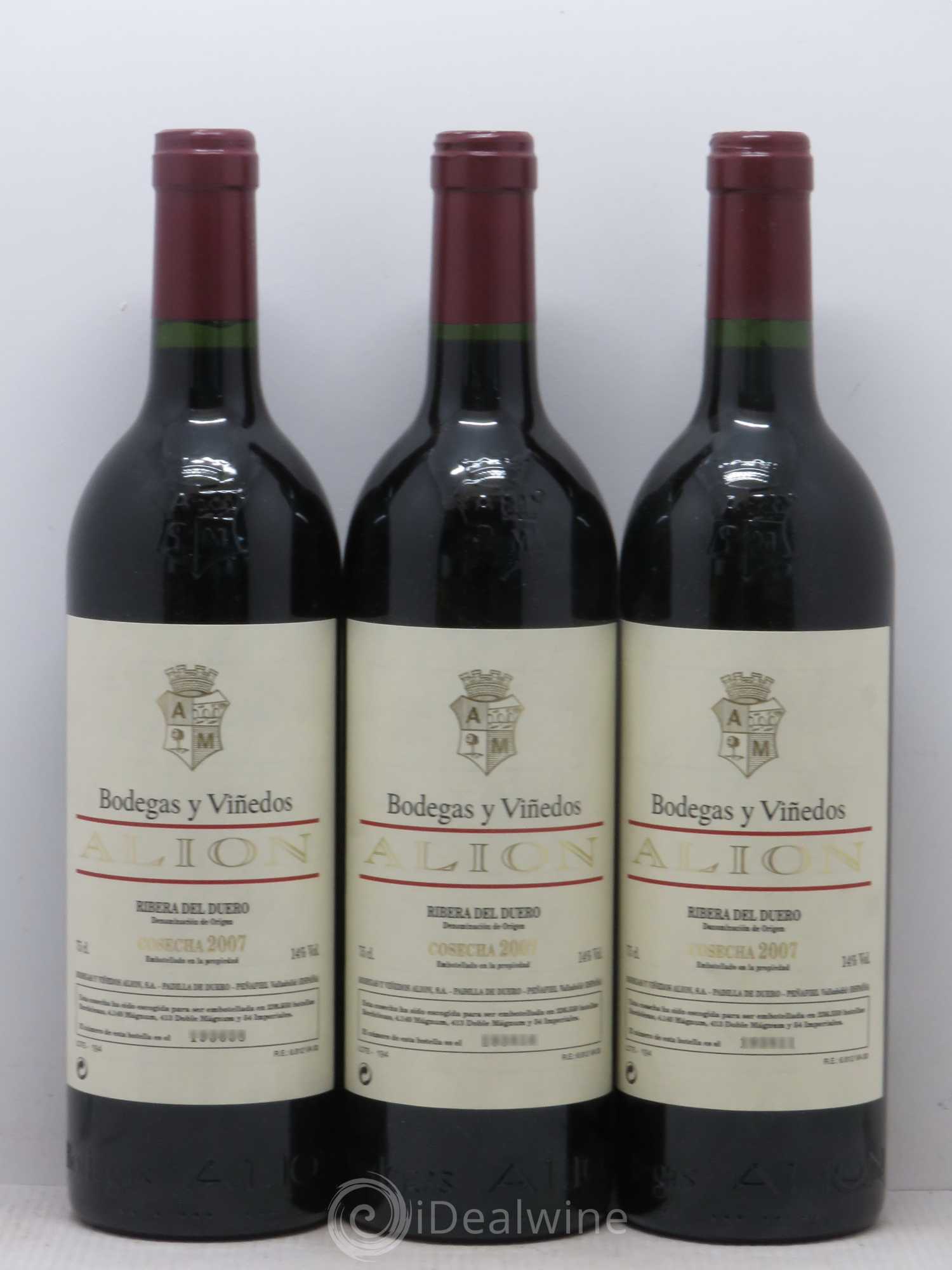 Ribera Del Duero DO Vega Sicilia Alion Famille Alvarez 2007 - Lot de 3 bouteilles - 0
