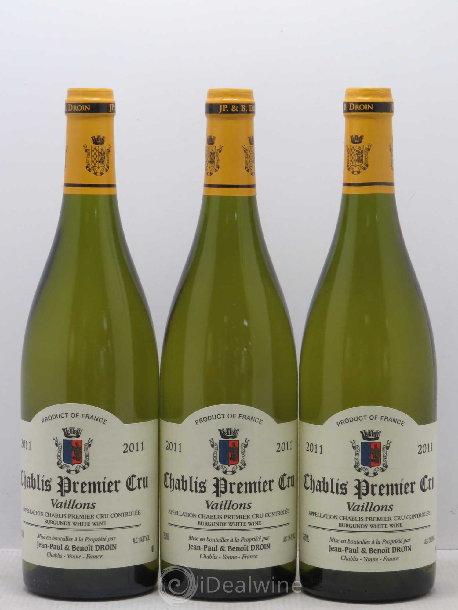 Chablis 1er Cru Vaillons Jean-Paul & Benoît Droin (Domaine) 2011 - Lot de 3 bouteilles - 0