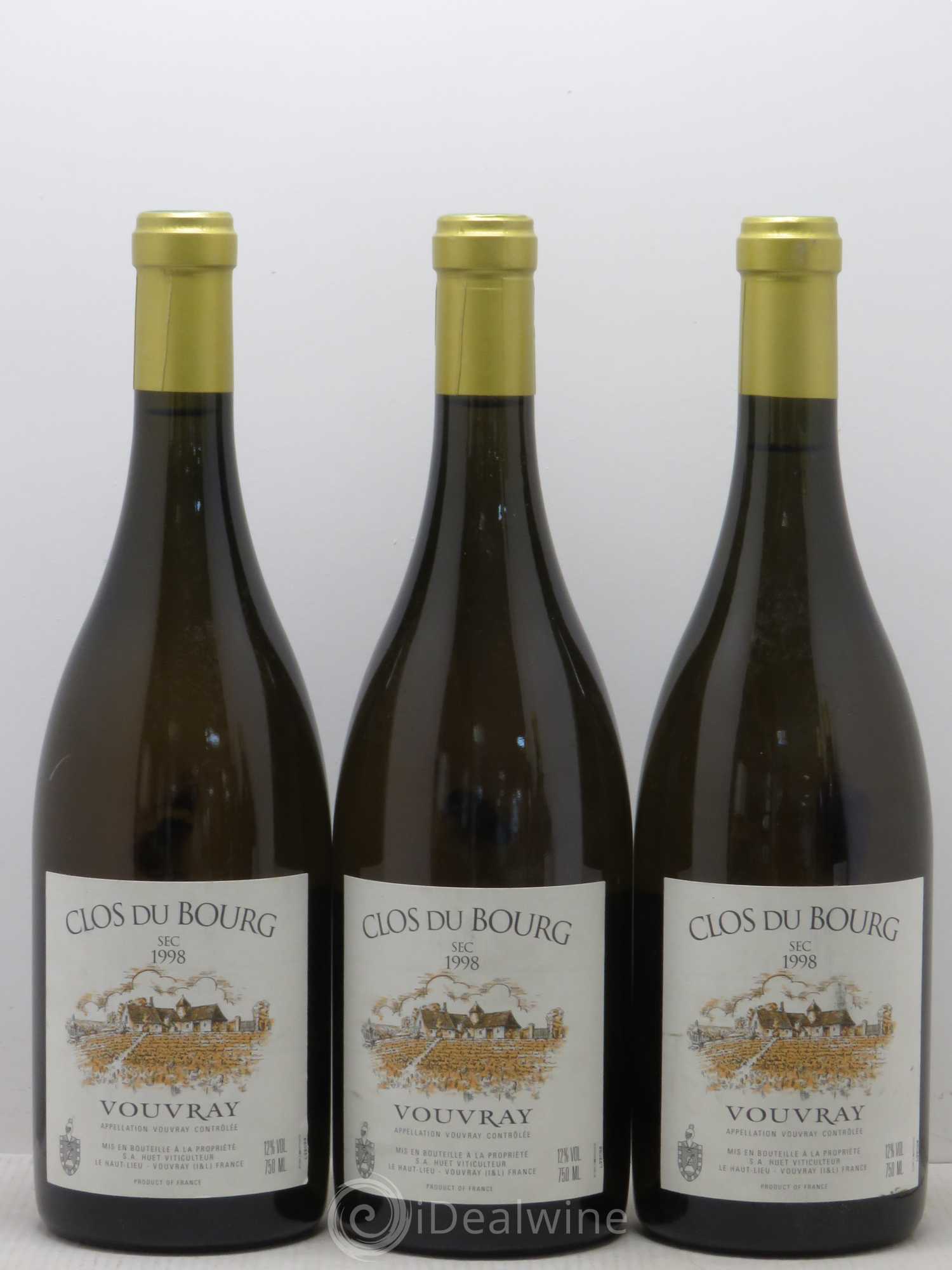 Vouvray Clos du Bourg Sec Domaine Huet (sans prix de réserve) 1998 - Lot de 3 bouteilles - 0