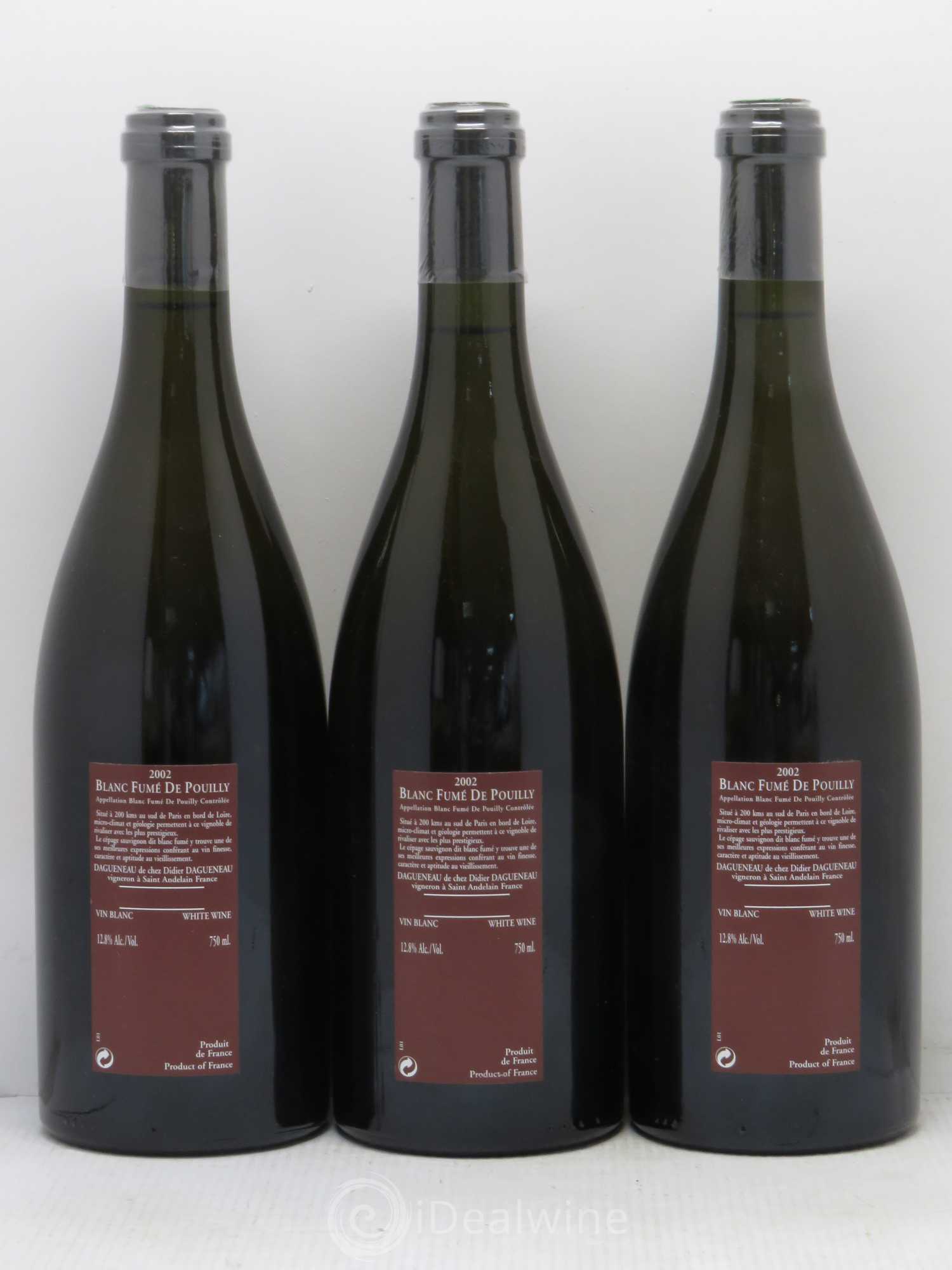 Vin de France (anciennement Pouilly-Fumé) Pur Sang Dagueneau (Domaine Didier - Louis-Benjamin) 2002 - Lot de 3 bouteilles - 1