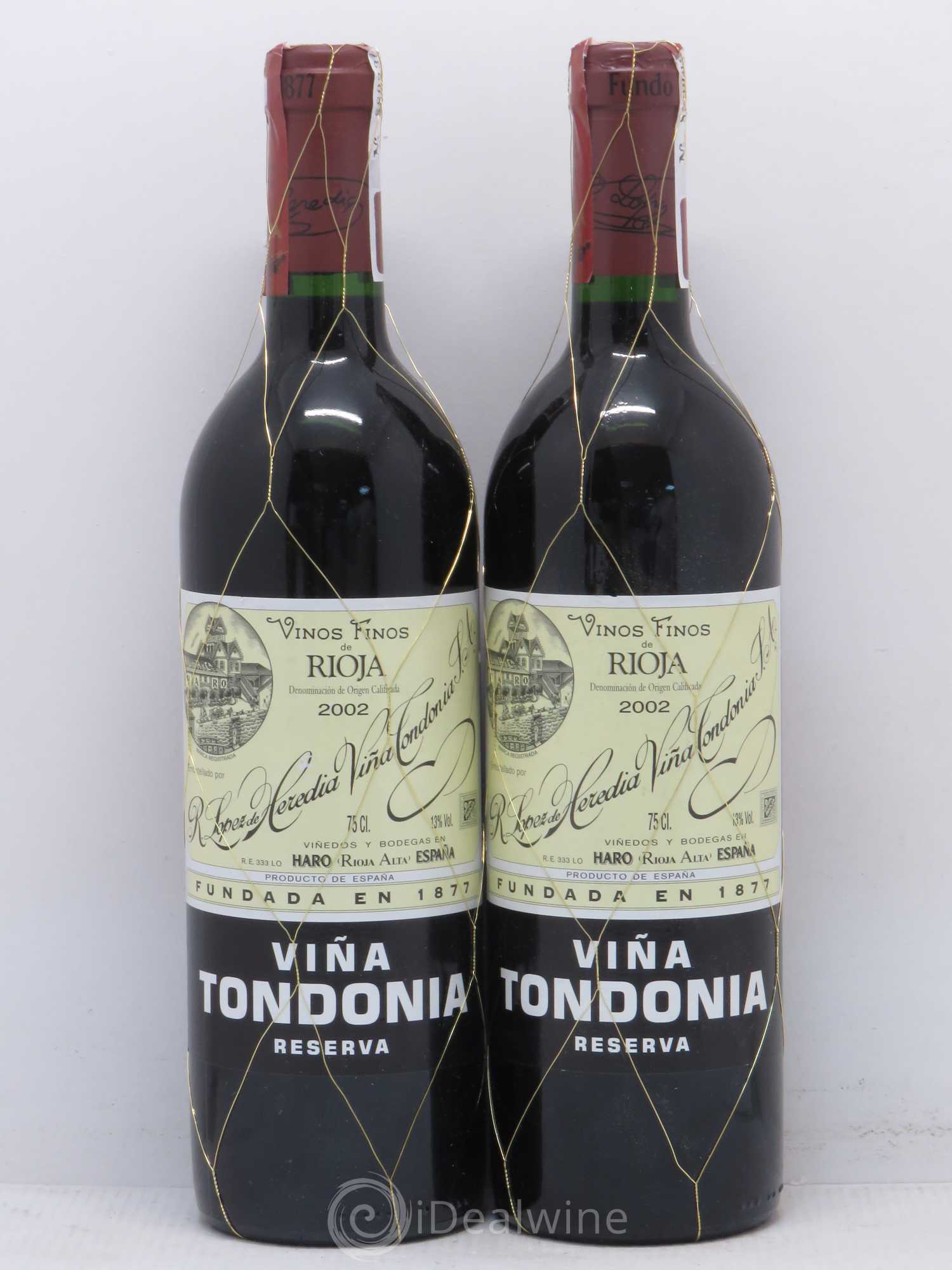 Rioja DOCA Reserva Vina Tondonia R. Lopez de Heredia 2002 - Lot de 2 bouteilles - 0