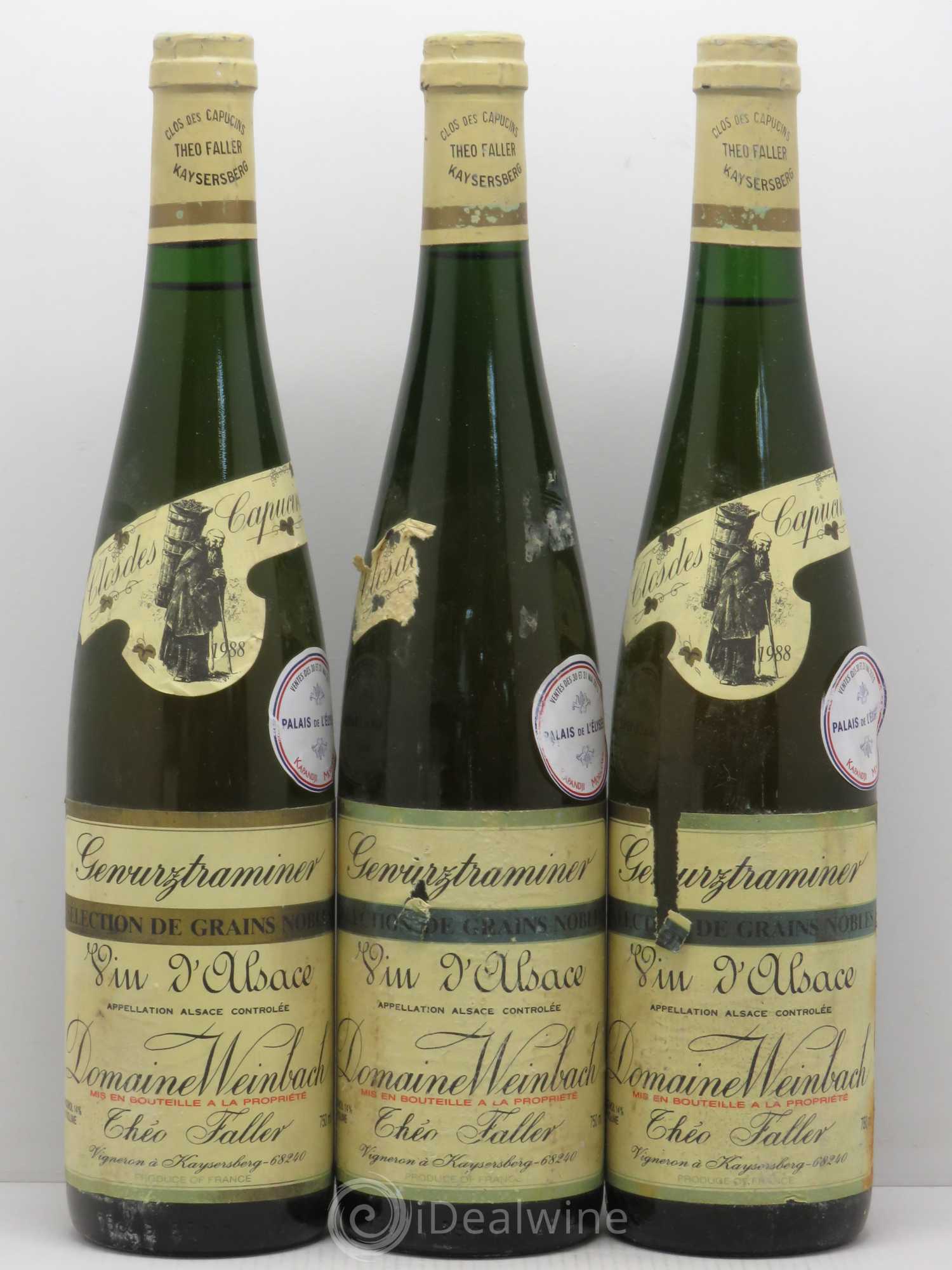 Alsace Gewurztraminer Cuvée Théo Weinbach (Domaine) Séléctions de grains nobles 1988 - Lotto di 3 bottiglie - 0