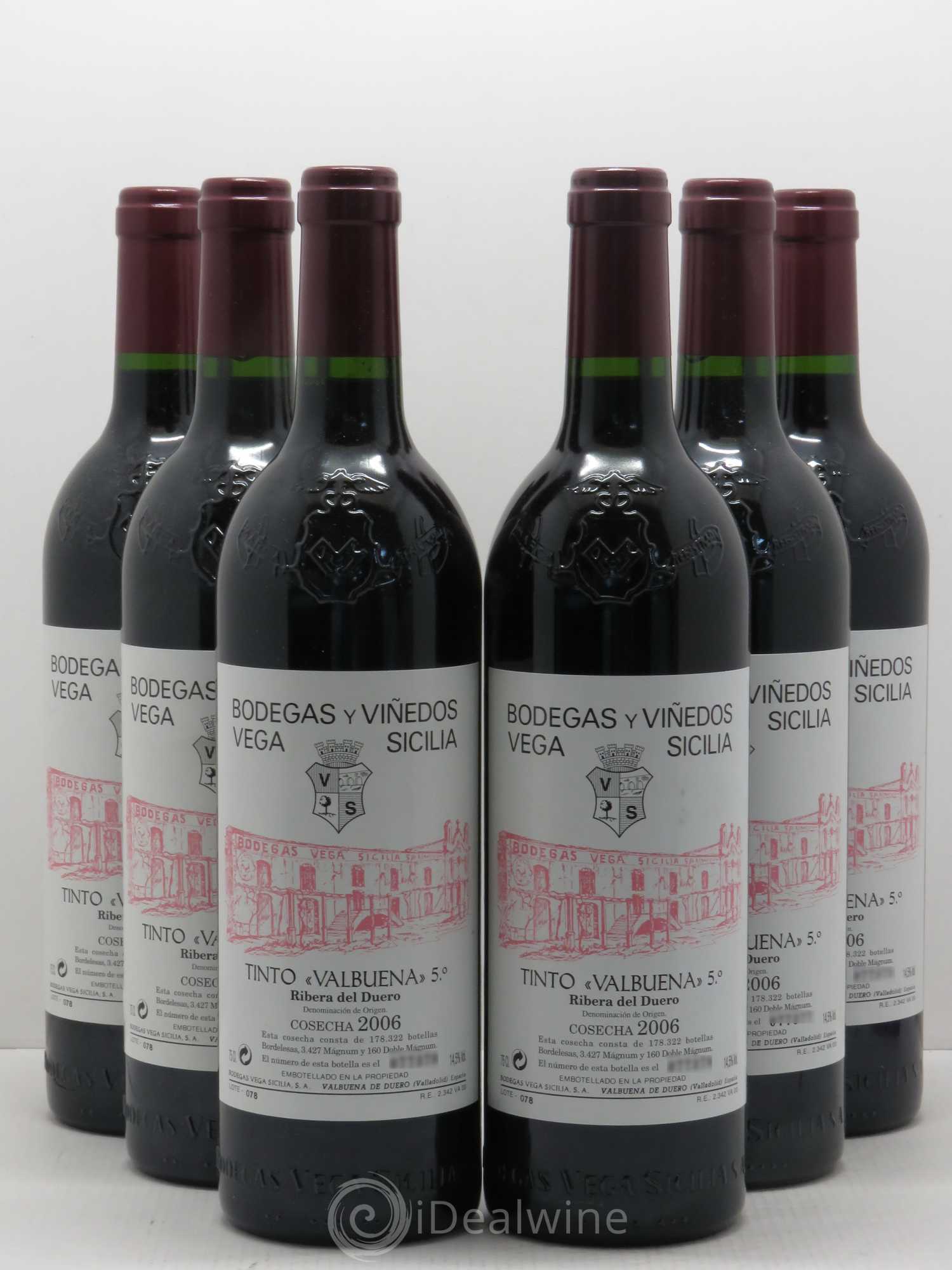 Ribera Del Duero DO Vega Sicilia Valbuena 5 ano Famille Alvarez 2006 - Lot de 6 bouteilles - 0