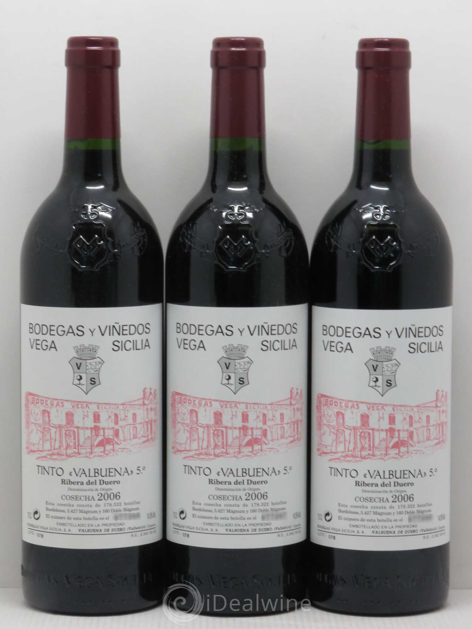 Ribera Del Duero DO Vega Sicilia Valbuena 5 ano Famille Alvarez 2006 - Lot de 3 bouteilles - 0