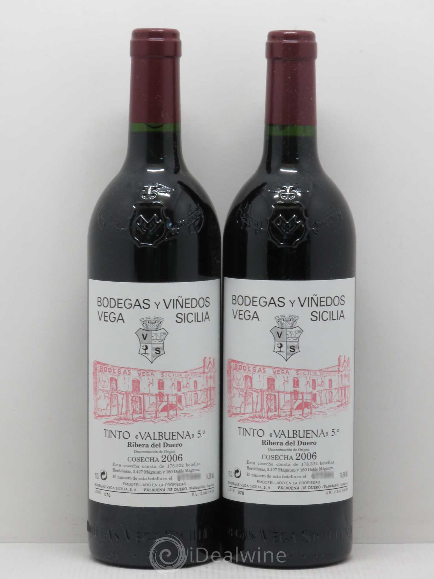 Ribera Del Duero DO Vega Sicilia Valbuena 5 ano Famille Alvarez 2006 - Lot de 2 bouteilles - 0