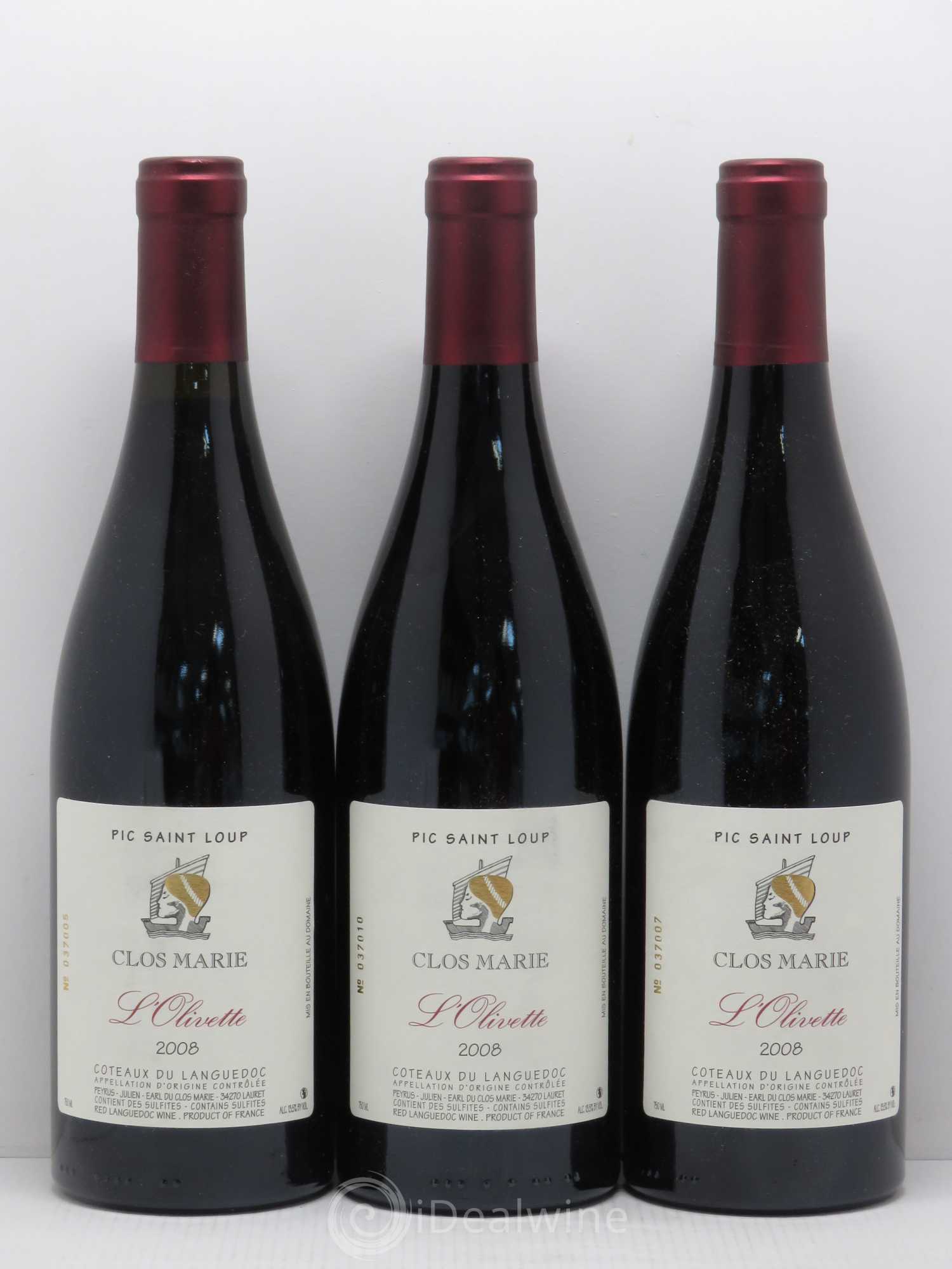 Pic Saint-Loup Clos Marie Olivette Christophe Peyrus et Françoise Julien 2008 - Lot de 6 bouteilles - 2