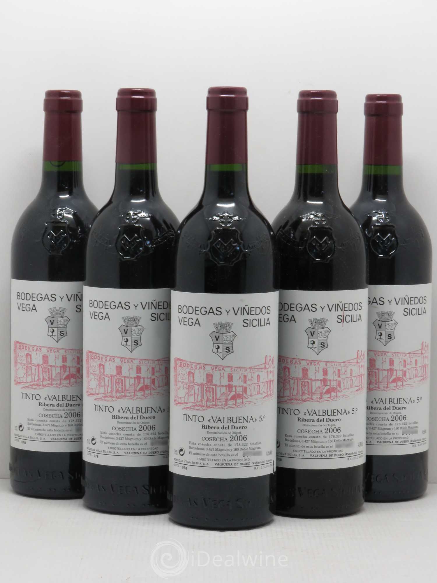 Ribera Del Duero DO Vega Sicilia Valbuena 5 ano Famille Alvarez 2006 - Lot de 5 bouteilles - 0
