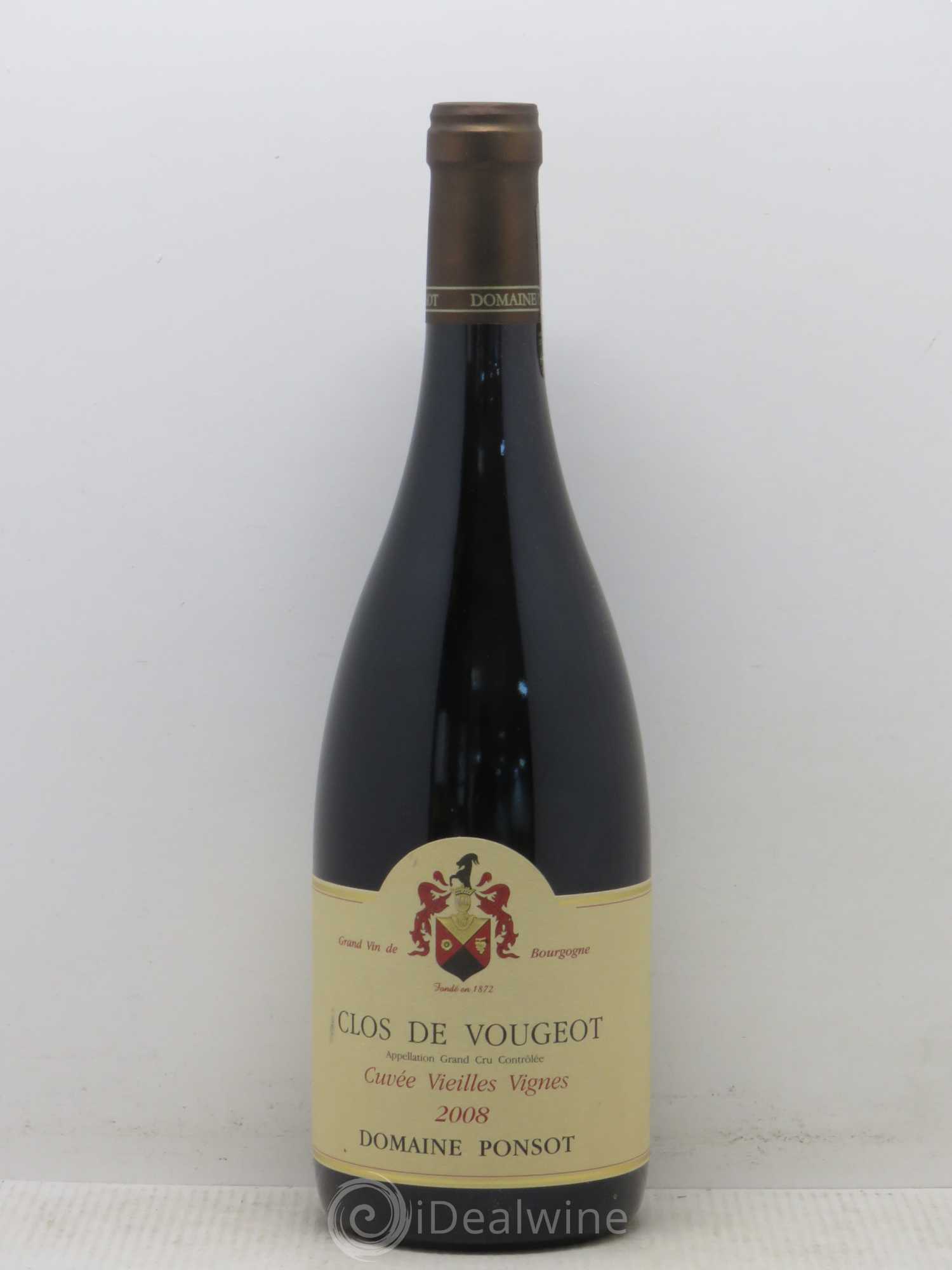 Clos de Vougeot Grand Cru Vieilles Vignes Ponsot (Domaine) 2008 - Lot de 1 bouteille - 0