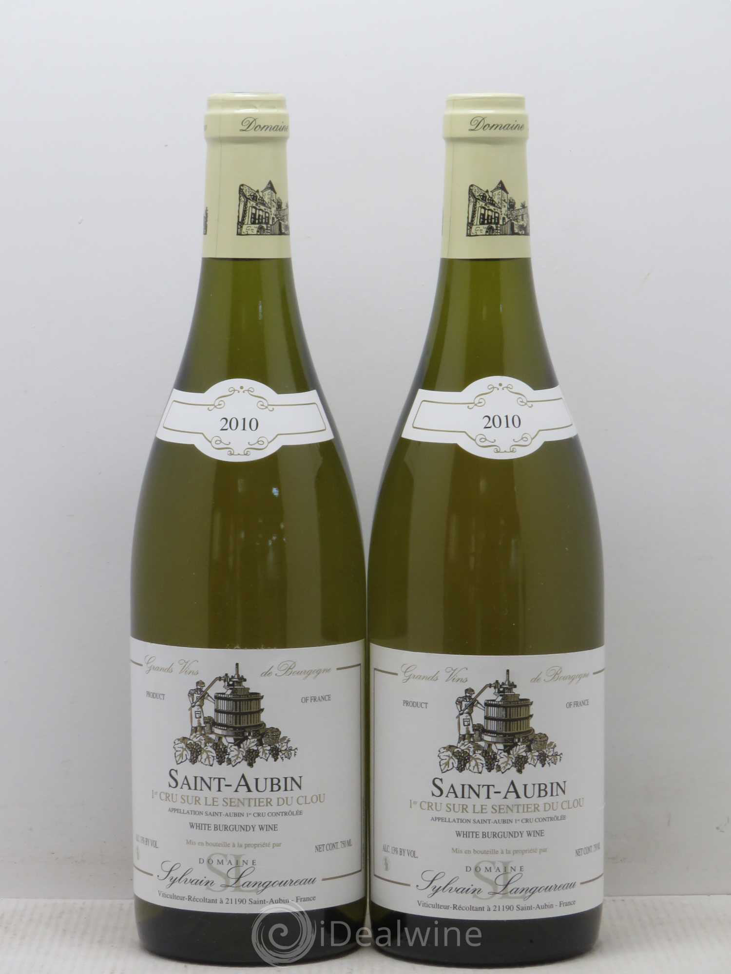 Saint-Aubin 1er Cru Sur Le Sentier Du Clou Langoureau 2010 - Posten von 2 Flaschen - 0