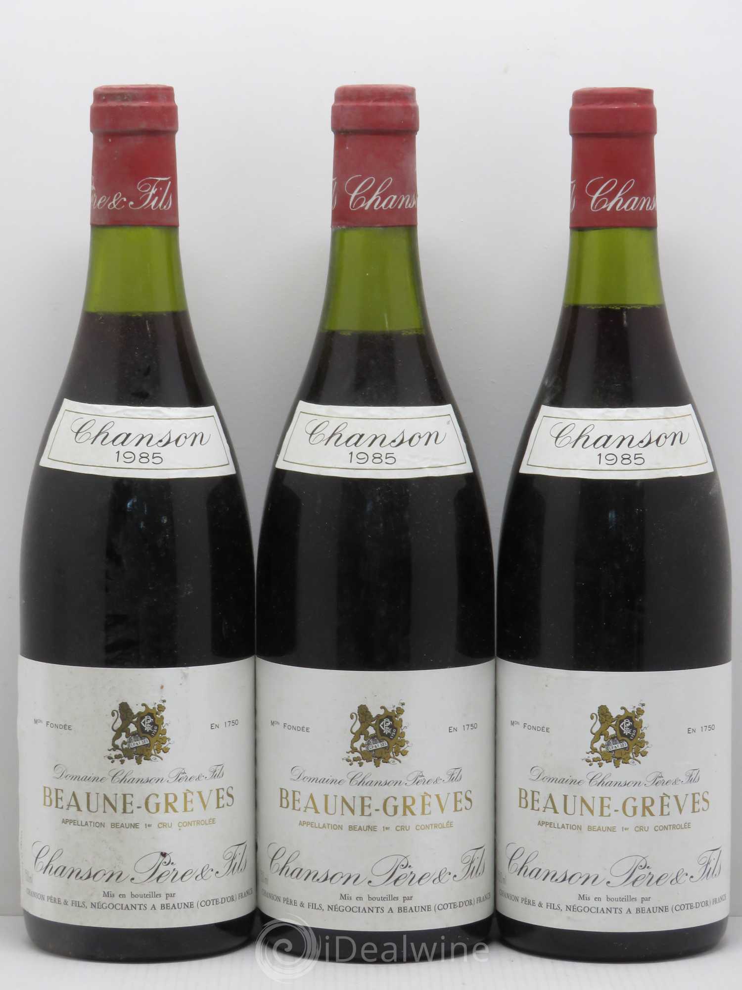 Beaune 1er Cru Greves - Chanson 1985 - Lot de 3 bouteilles - 0