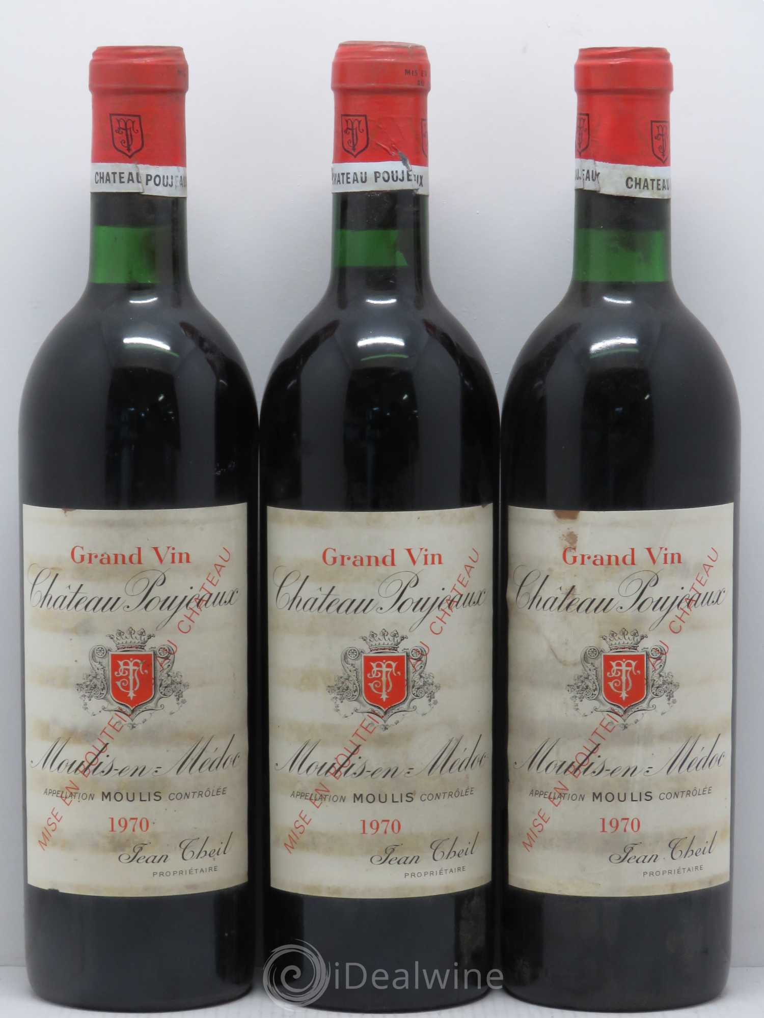 Château Poujeaux 1970 - Lot de 3 bouteilles - 0