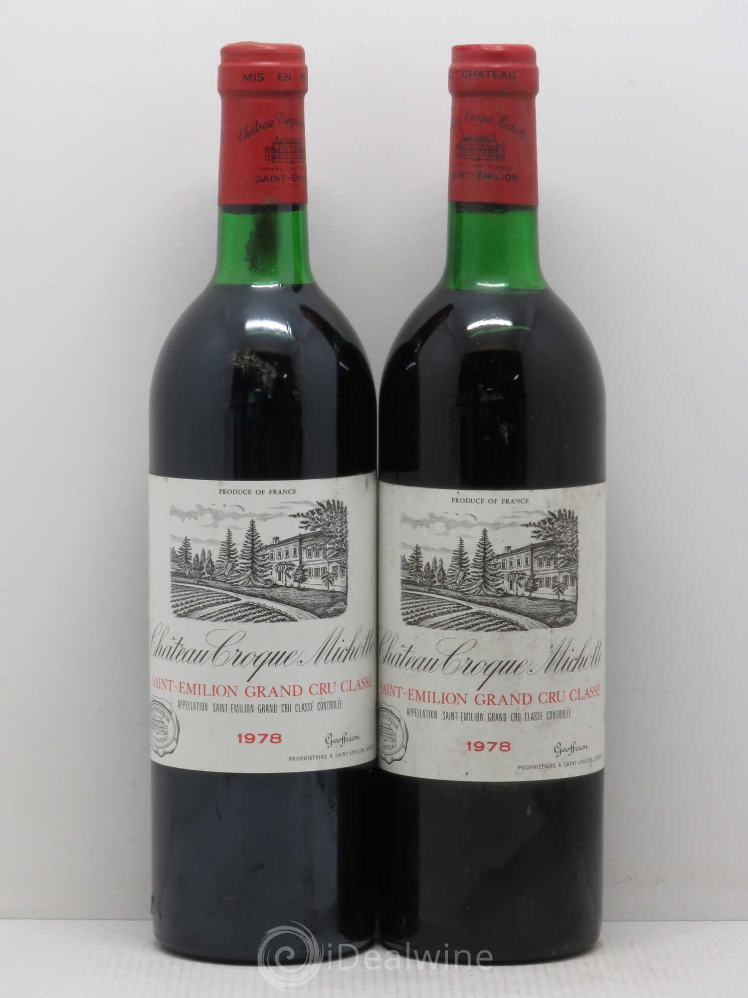Château Croque Michotte 1978 - Lot de 2 bouteilles - 0