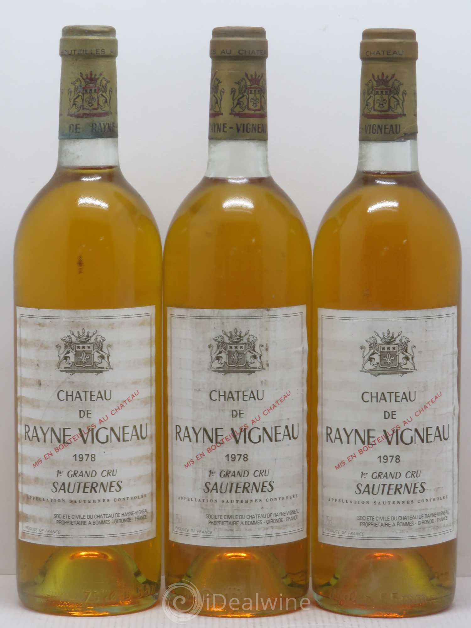 Château de Rayne Vigneau 1er Grand Cru Classé 1978 - Lotto di 3 bottiglie - 0