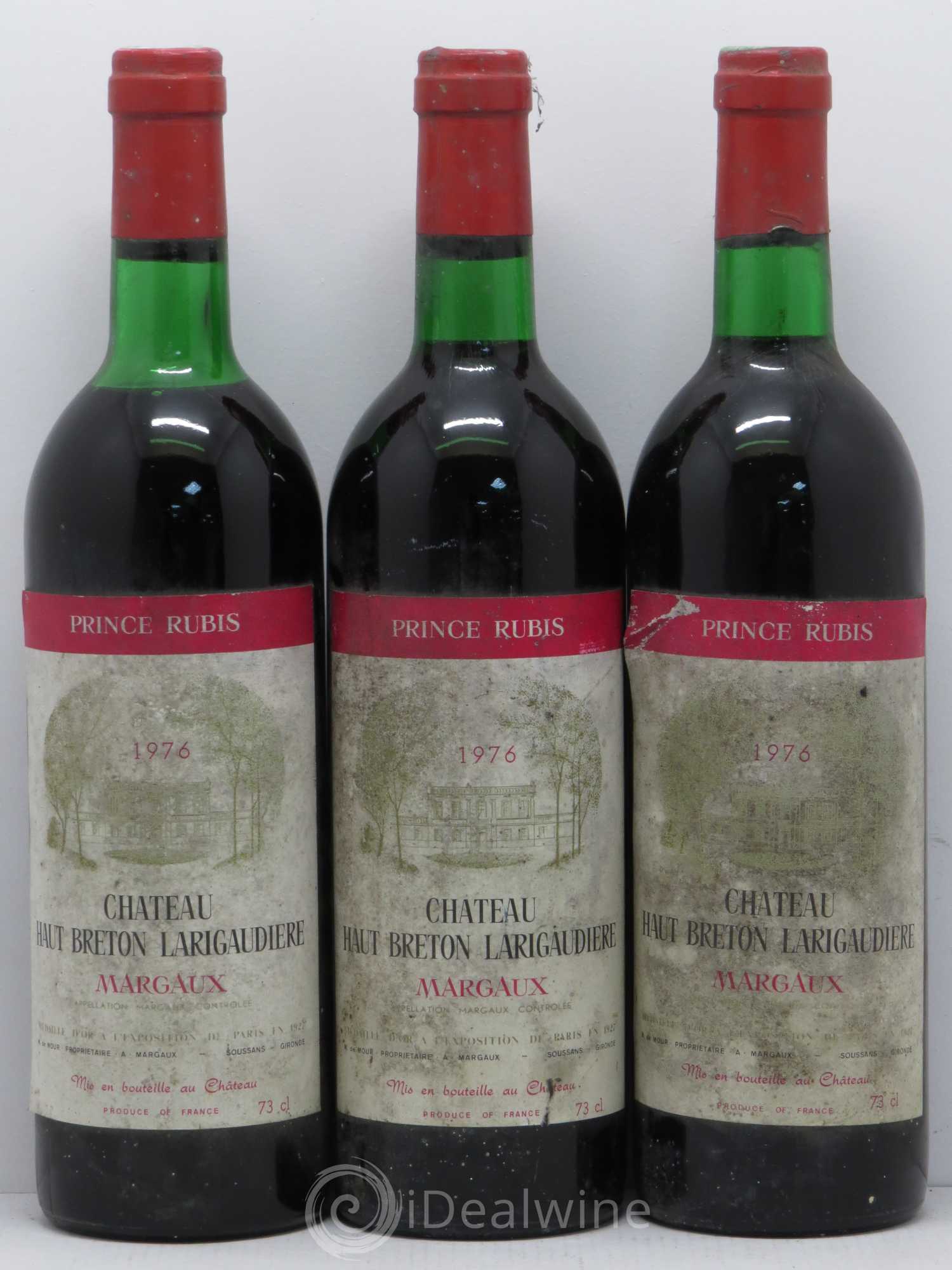 Château Haut Breton Larigaudière Cru Bourgeois 1976 - Lot de 3 bouteilles - 0