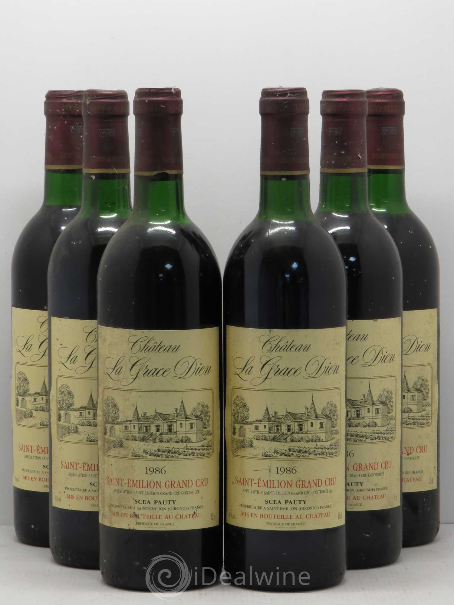 Château la Grâce Dieu (sans prix de réserve) 1986 - Lot de 6 bouteilles - 0