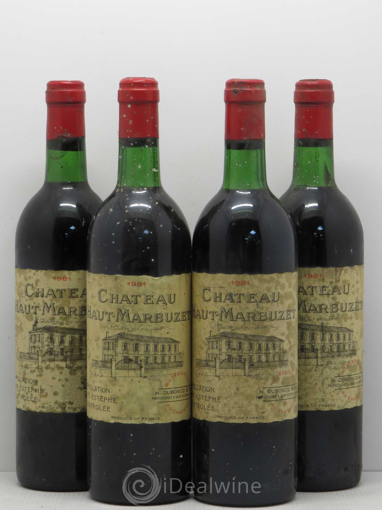 Château Haut Marbuzet 1981 - Lot de 4 bouteilles - 0