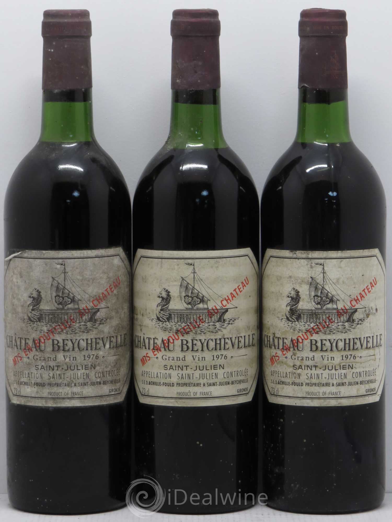 Château Beychevelle 4ème Grand Cru Classé 1976 - Lot de 3 bouteilles - 0