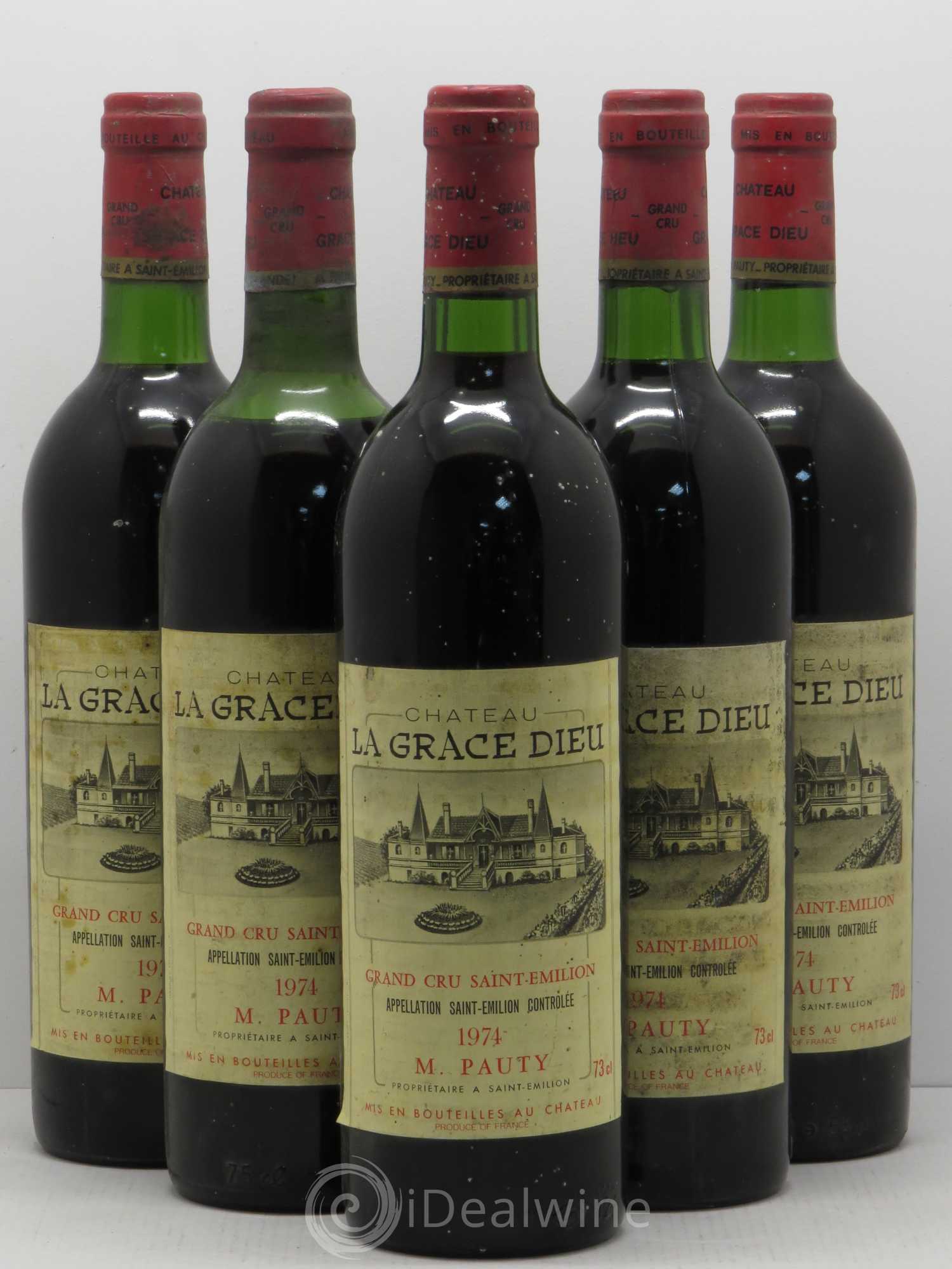 Château la Grâce Dieu 1974 - Lot de 5 bouteilles - 0