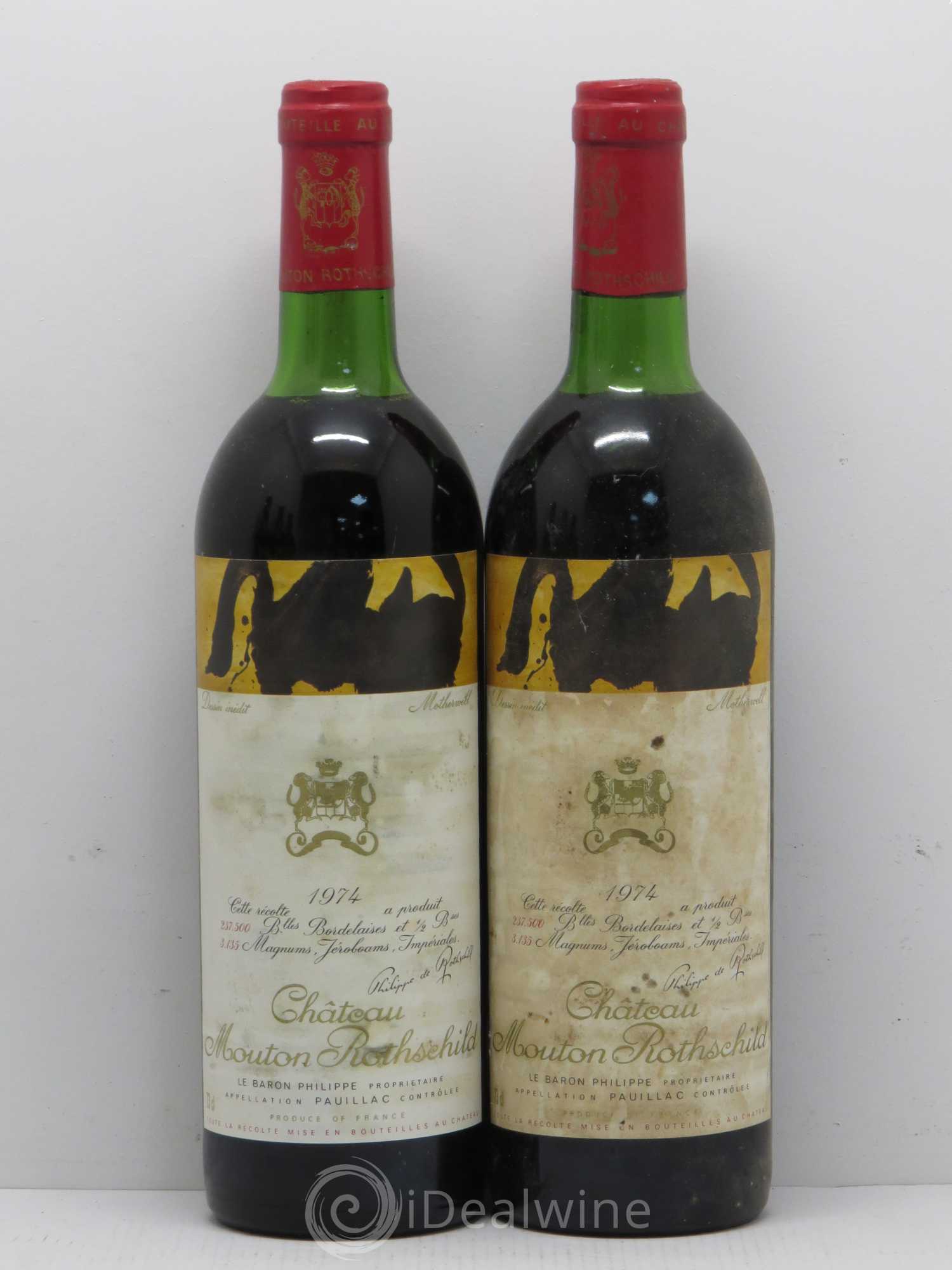 Château Mouton Rothschild 1er Grand Cru Classé 1974 - Lot de 5 bouteilles - 2