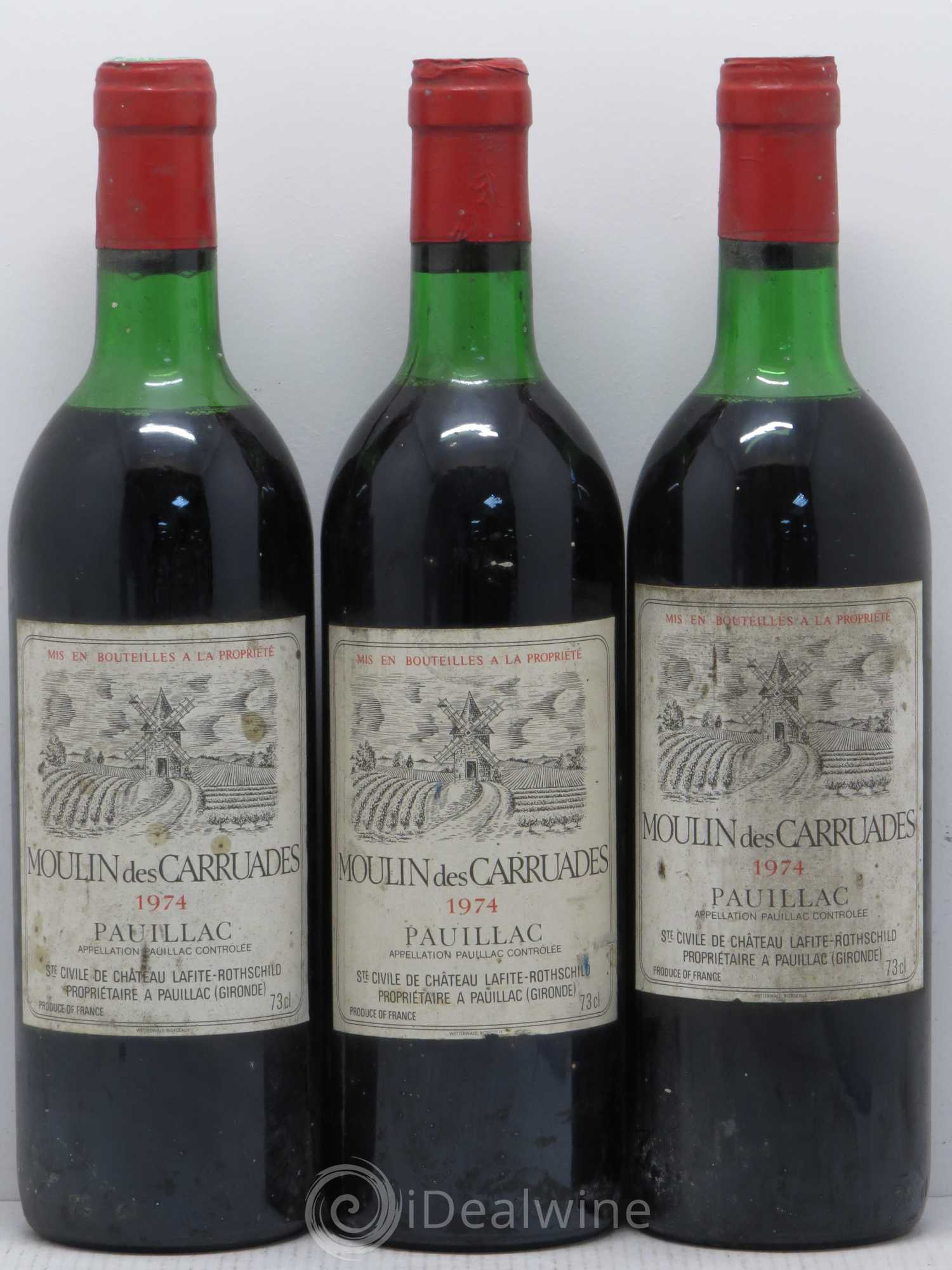 Moulin des Carruades Second Vin 1974 - Lot de 3 bouteilles - 0