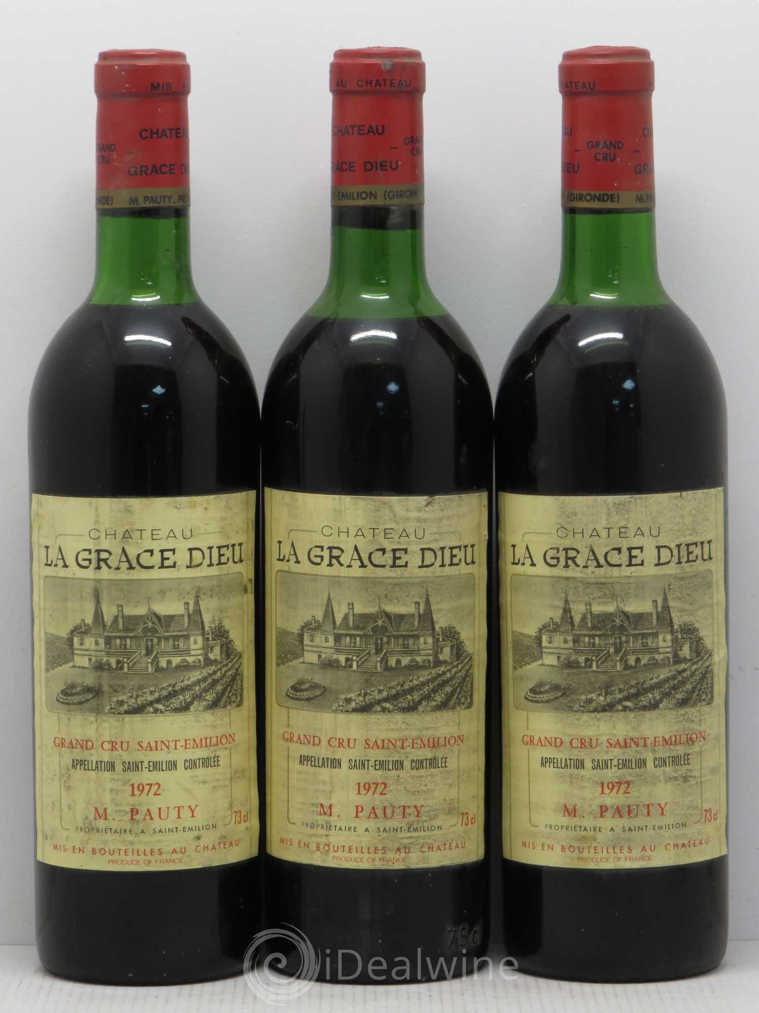 Château la Grâce Dieu 1972 - Lot de 3 bouteilles - 0