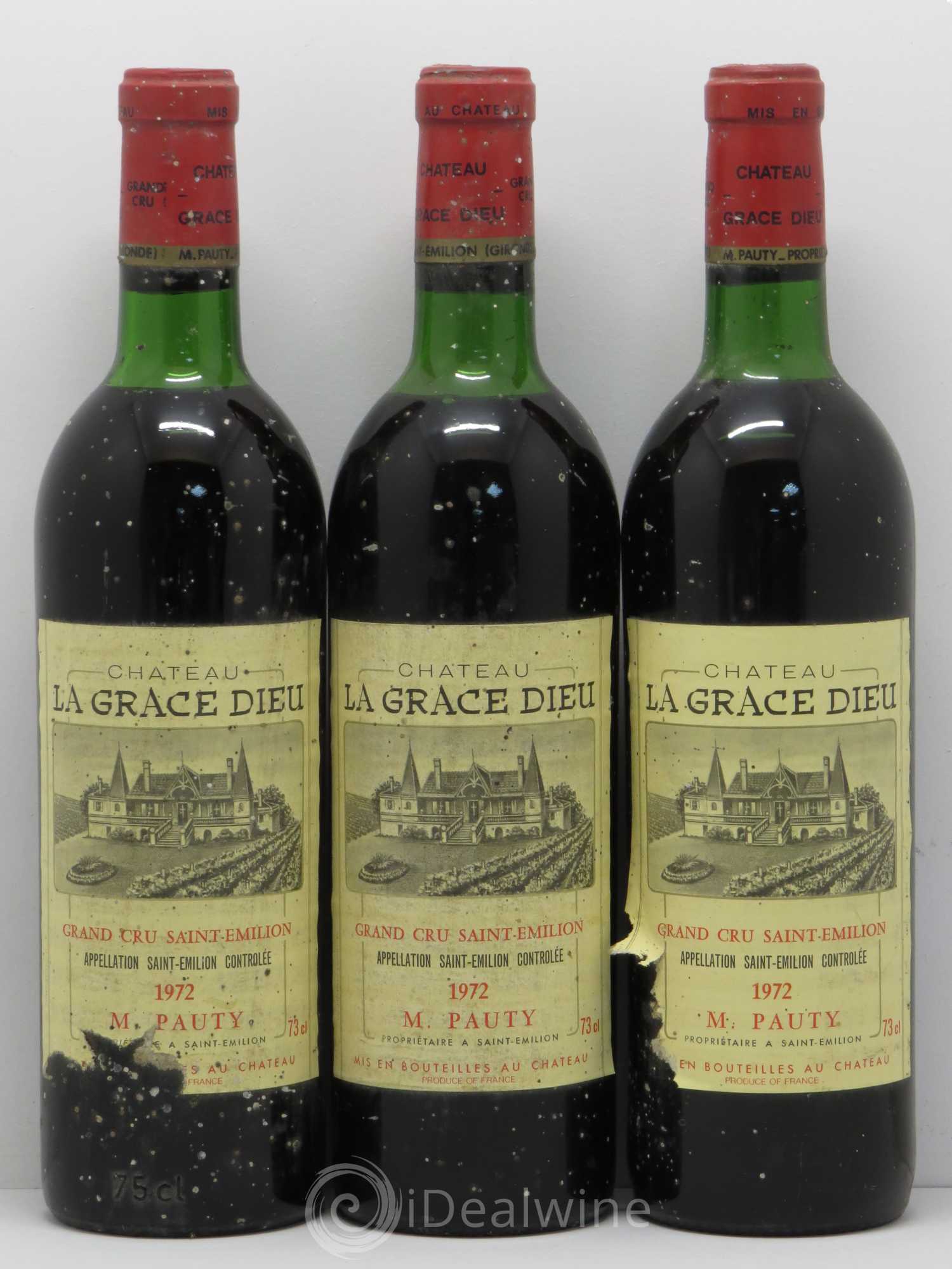 Château la Grâce Dieu 1972 - Lot de 3 bouteilles - 0