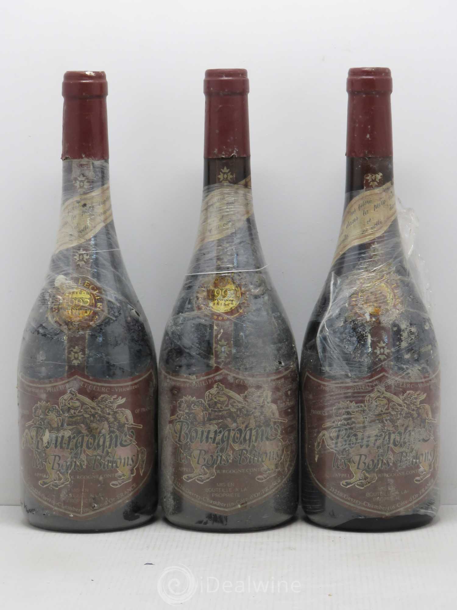 Bourgogne Philippe Leclerc Les Bons Batons Rouges 1992 - Lot of 3 bottles - 0