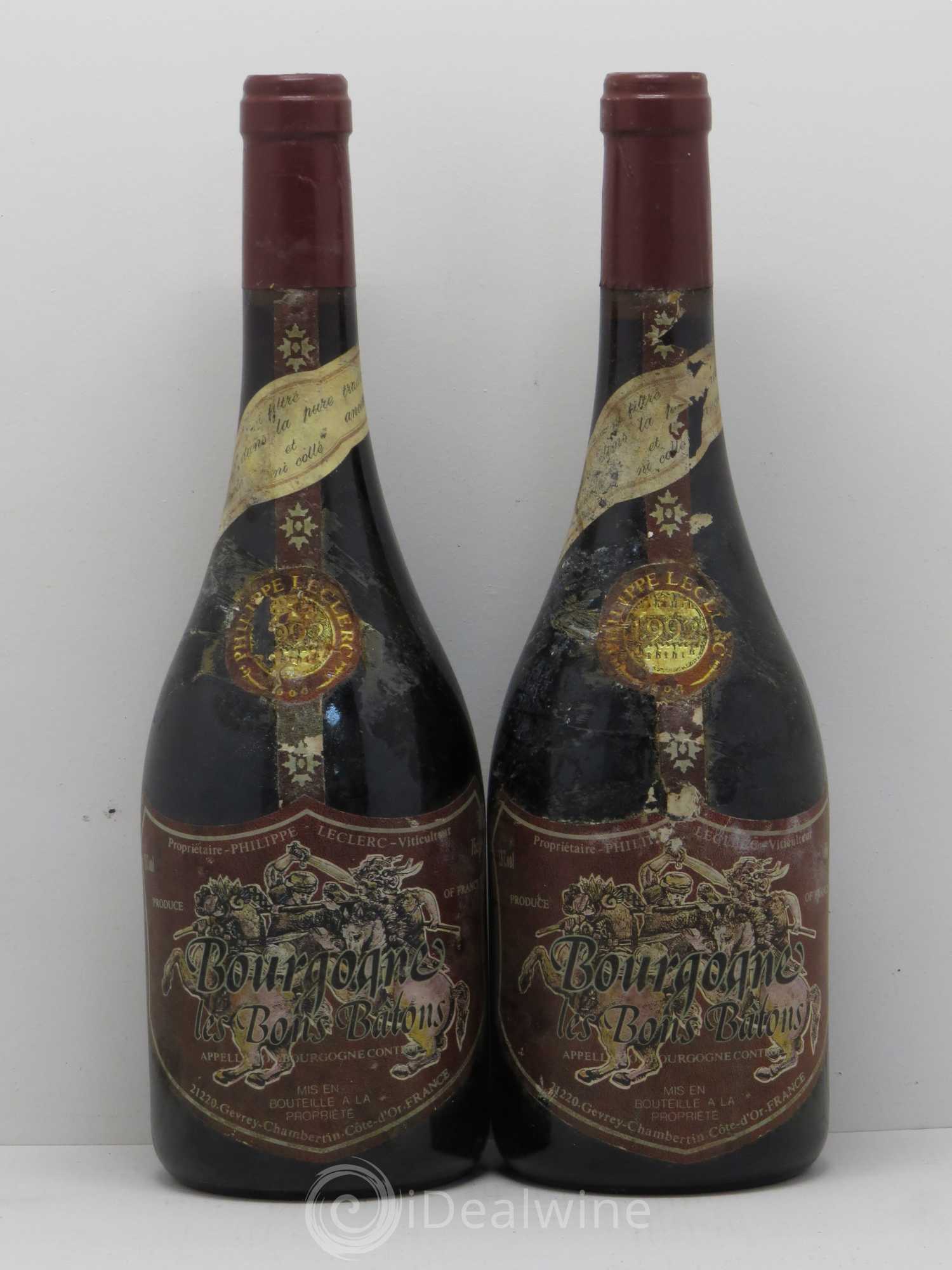 Bourgogne Philippe Leclerc Les Bons Batons Rouges 1992 - Lot de 2 bouteilles - 0