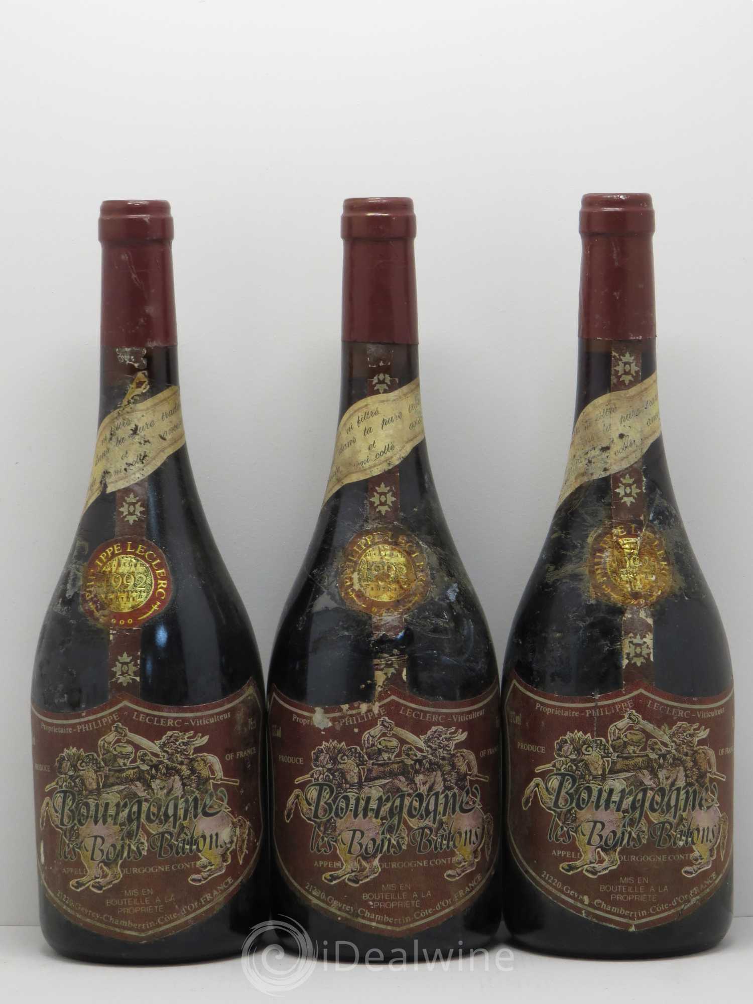 Bourgogne Philippe Leclerc Les Bons Batons Rouges 1992 - Lot de 6 bouteilles - 2