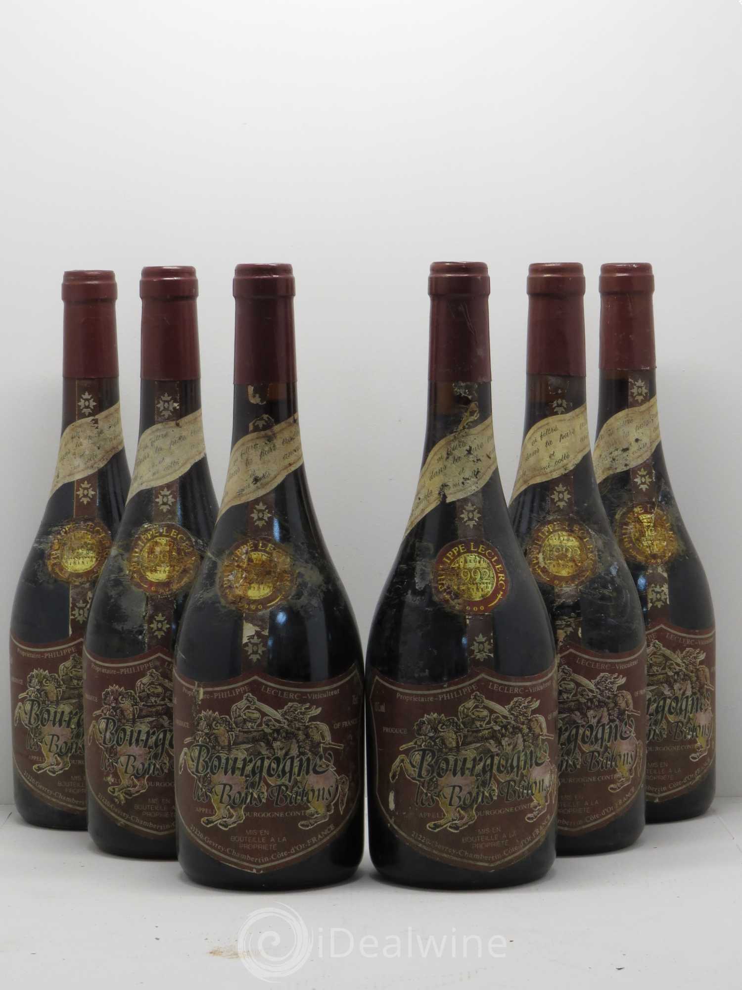 Bourgogne Philippe Leclerc Les Bons Batons Rouges 1992 - Lot de 6 bouteilles - 0